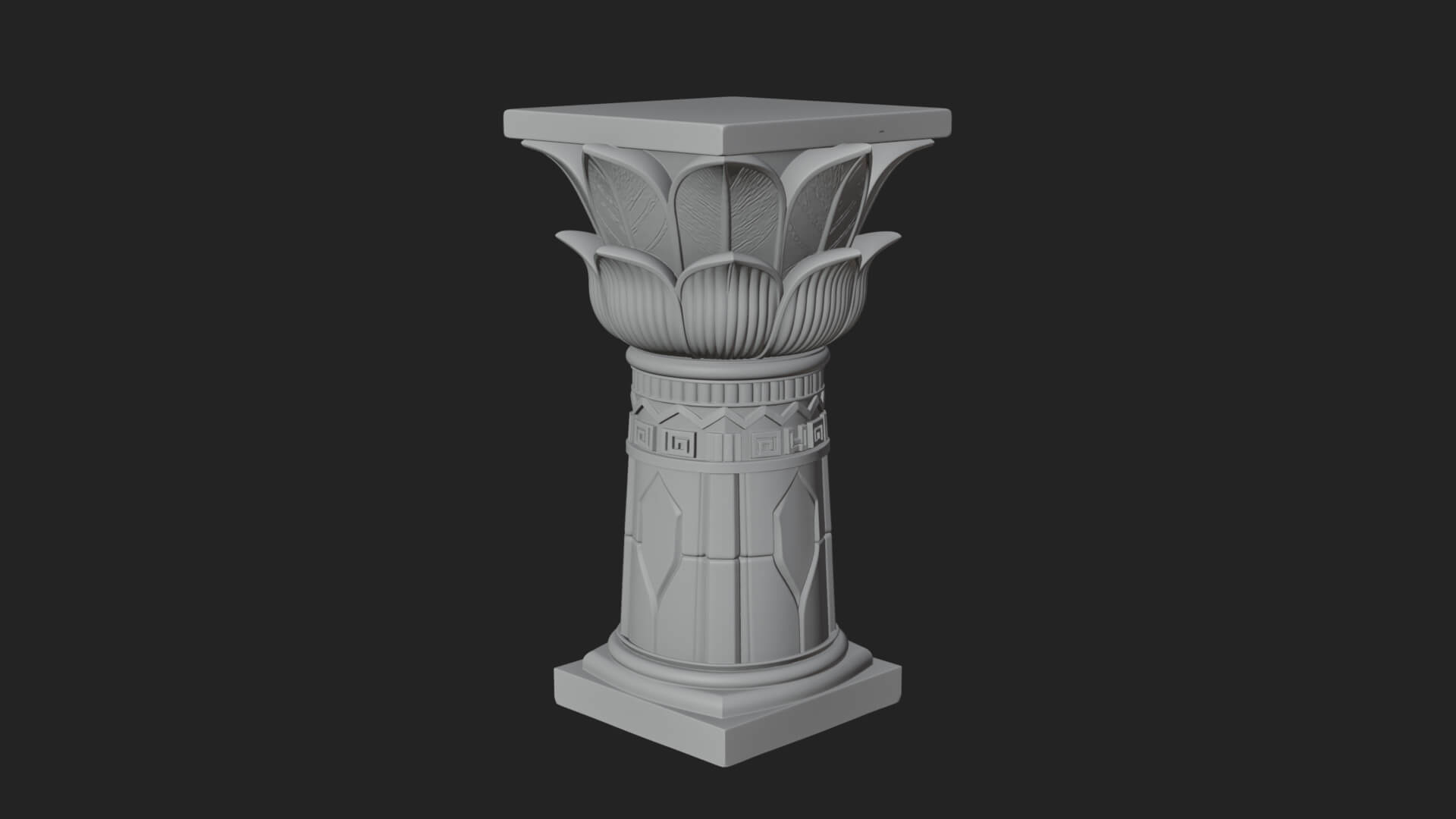 Lotus Bud Stone Column Design 1 3D Print Model 3D Model