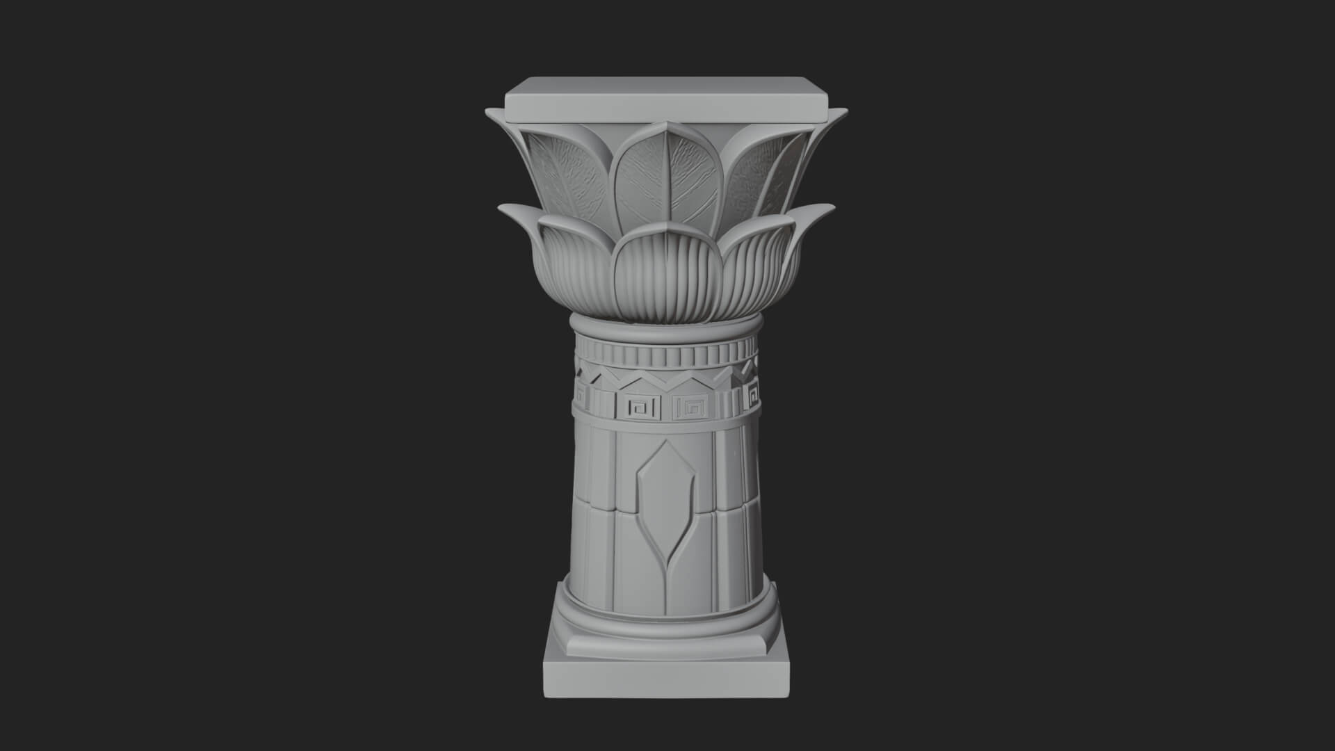 Lotus Bud Stone Column Design 1 3D Print Model 3D Model