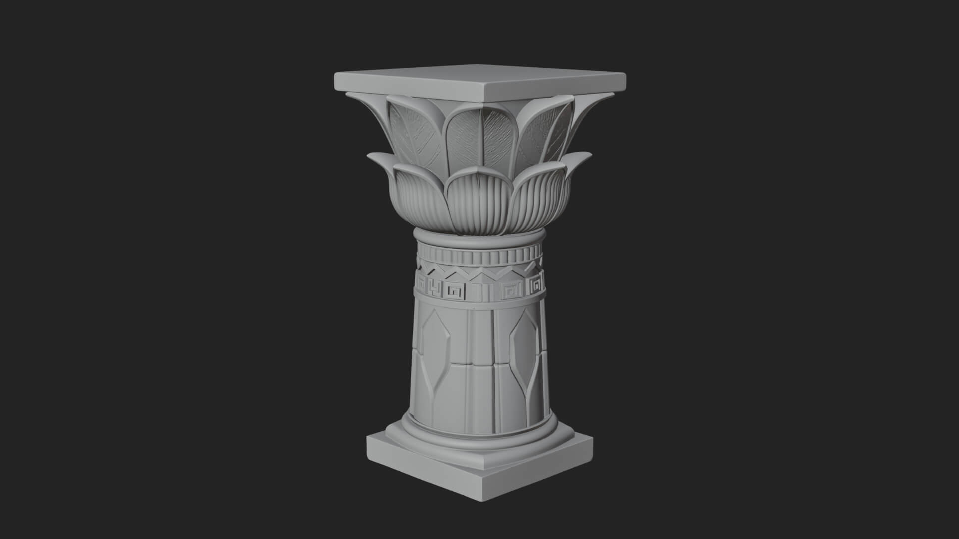 Lotus Bud Stone Column Design 1 3D Print Model 3D Model
