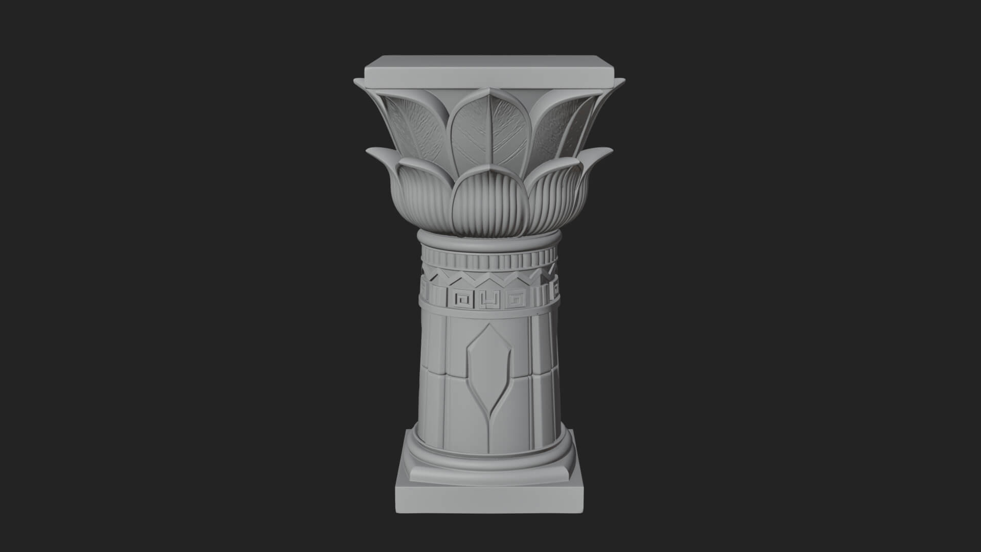 Lotus Bud Stone Column Design 1 3D Print Model 3D Model