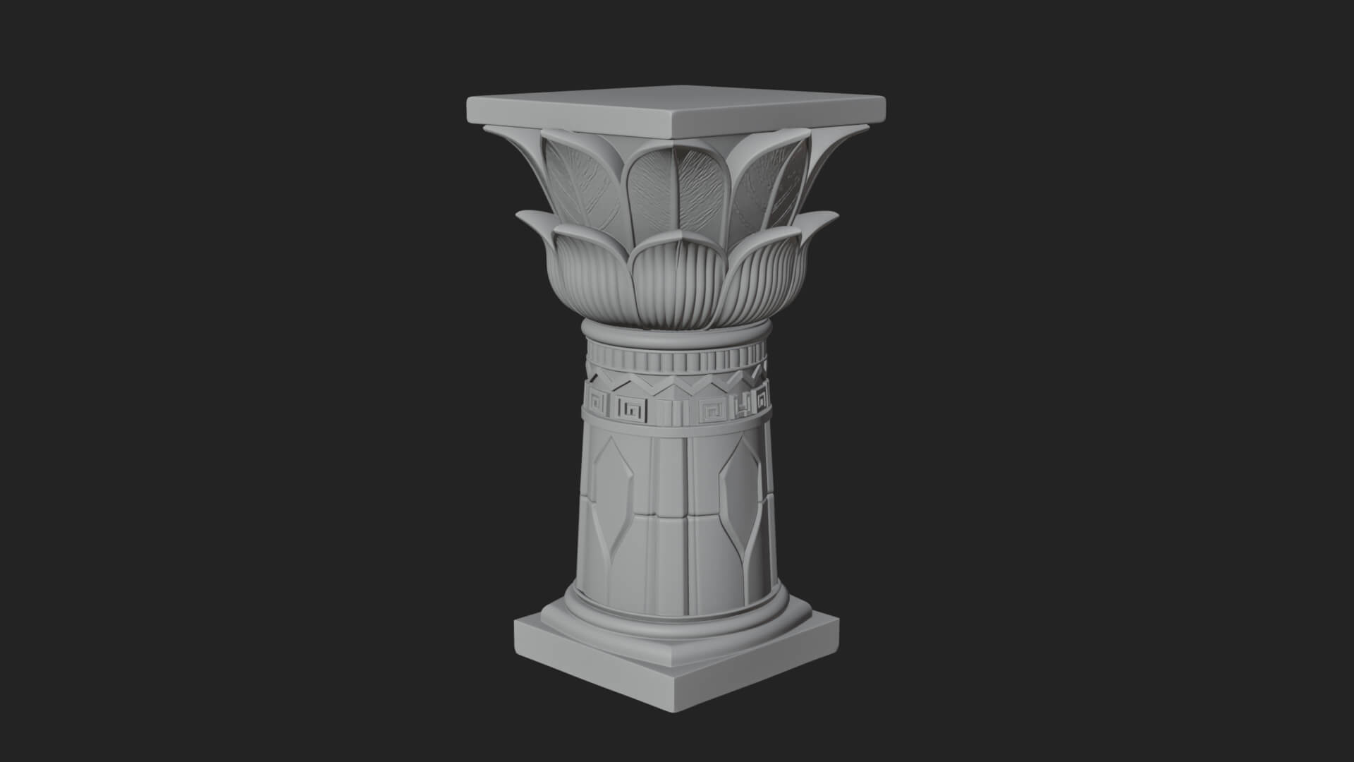 Lotus Bud Stone Column Design 1 3D Print Model 3D Model