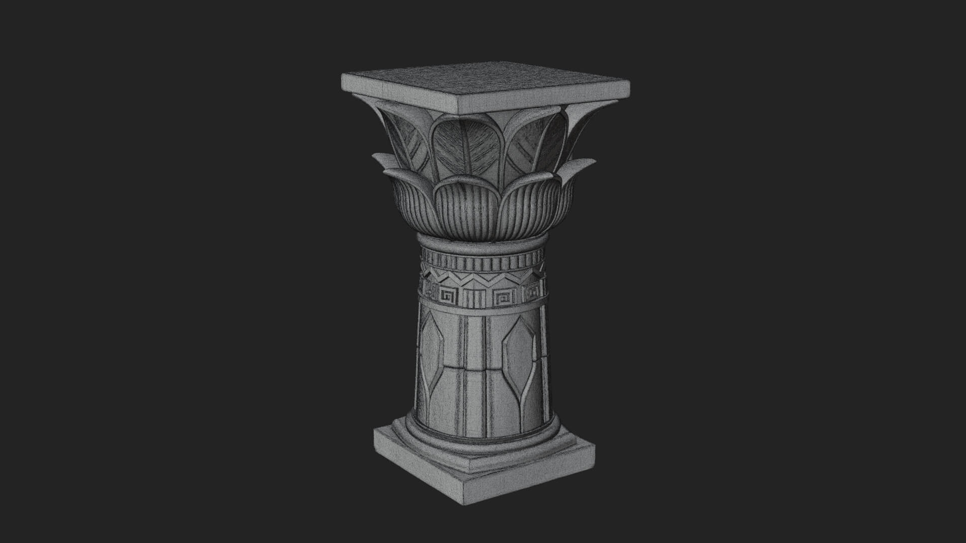 Lotus Bud Stone Column Design 1 3D Print Model 3D Model