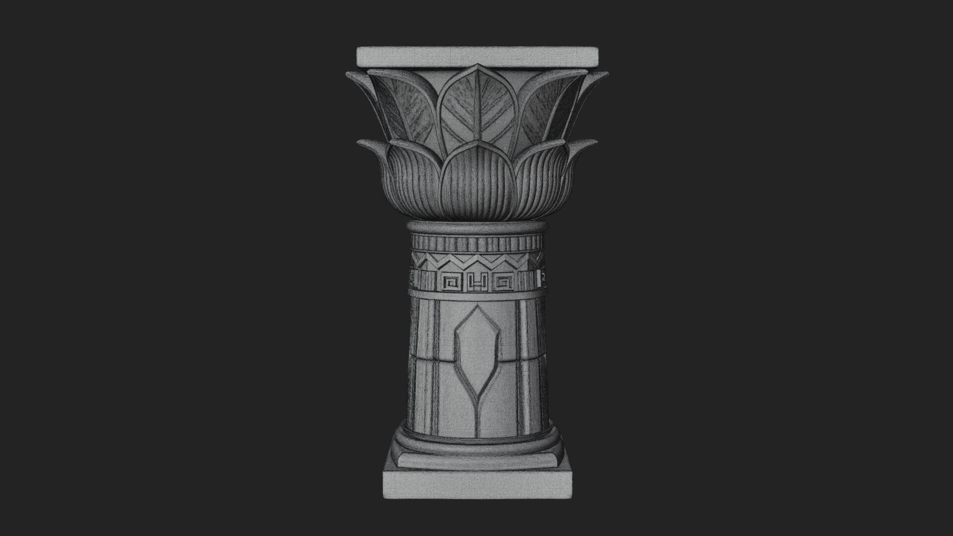 Lotus Bud Stone Column Design 1 3D Print Model 3D Model