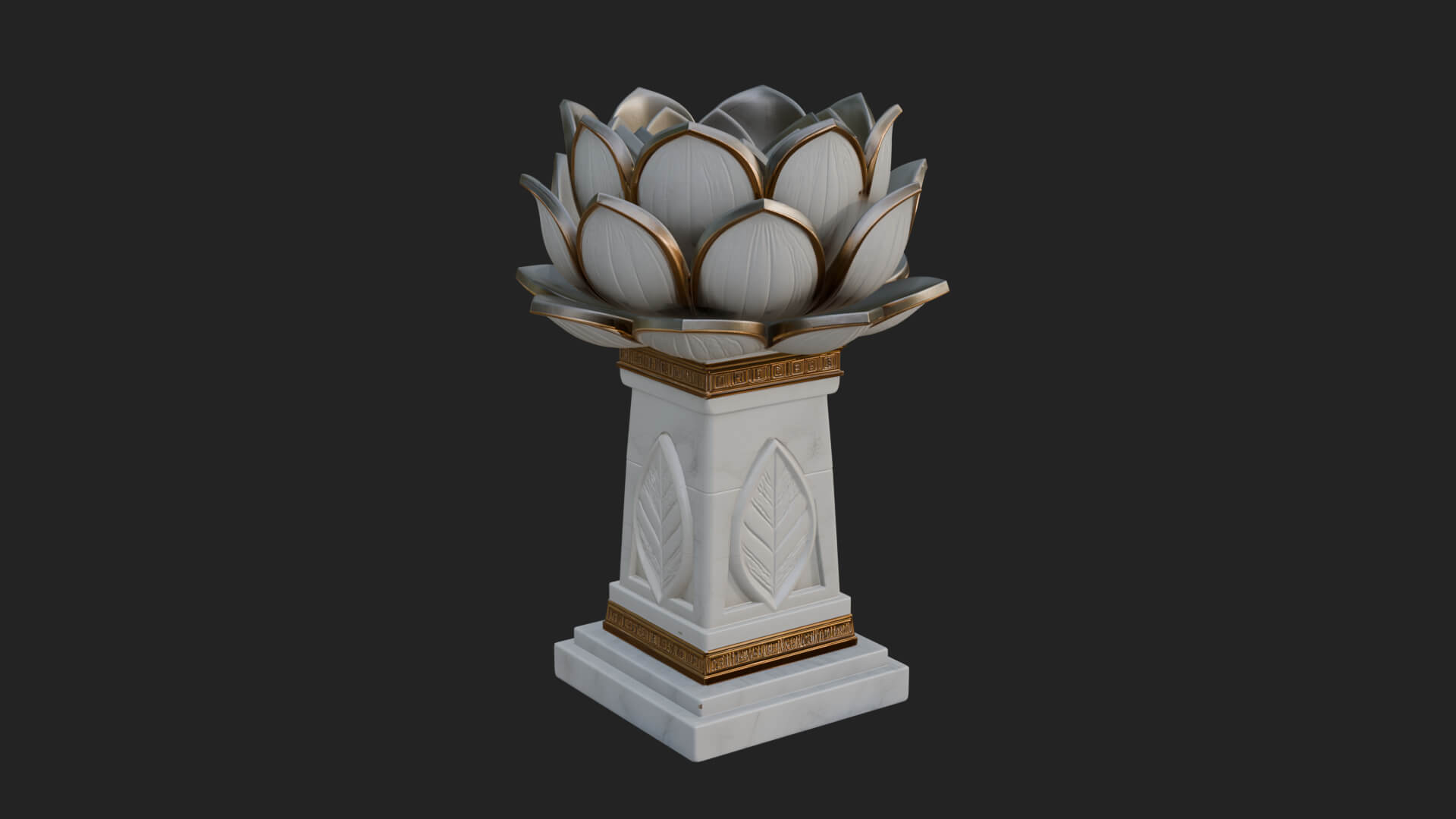 Lotus Bud Stone Column Design 2 3D Print Model 3D Model