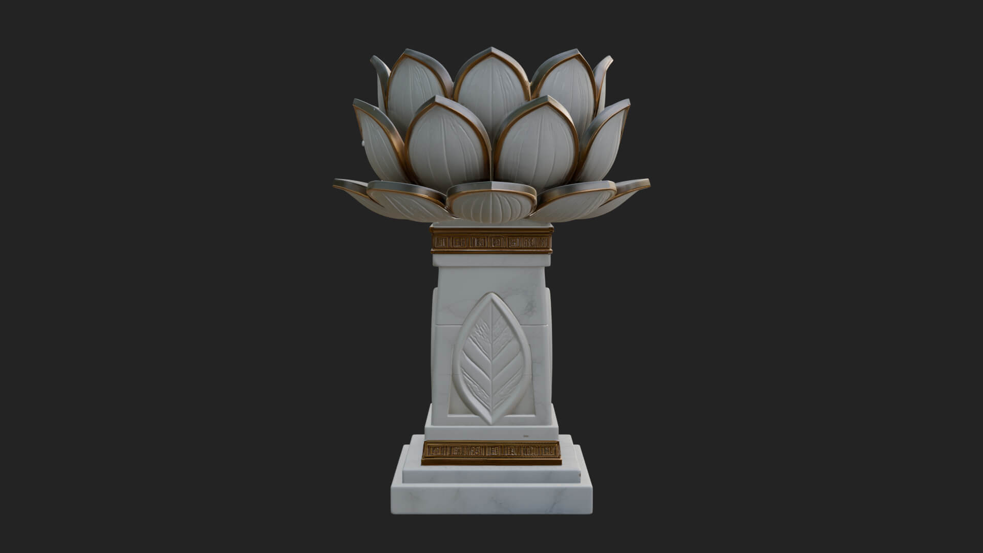 Lotus Bud Stone Column Design 2 3D Print Model 3D Model