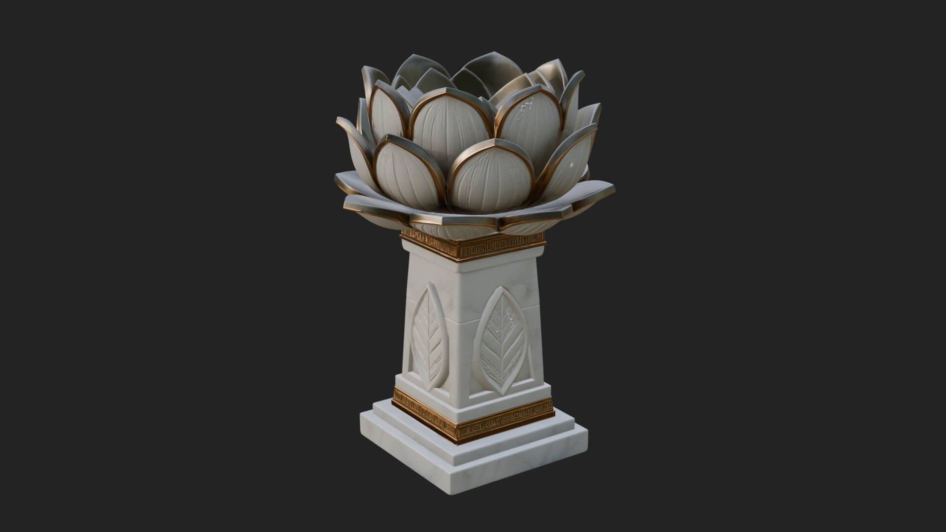 Lotus Bud Stone Column Design 2 3D Print Model 3D Model