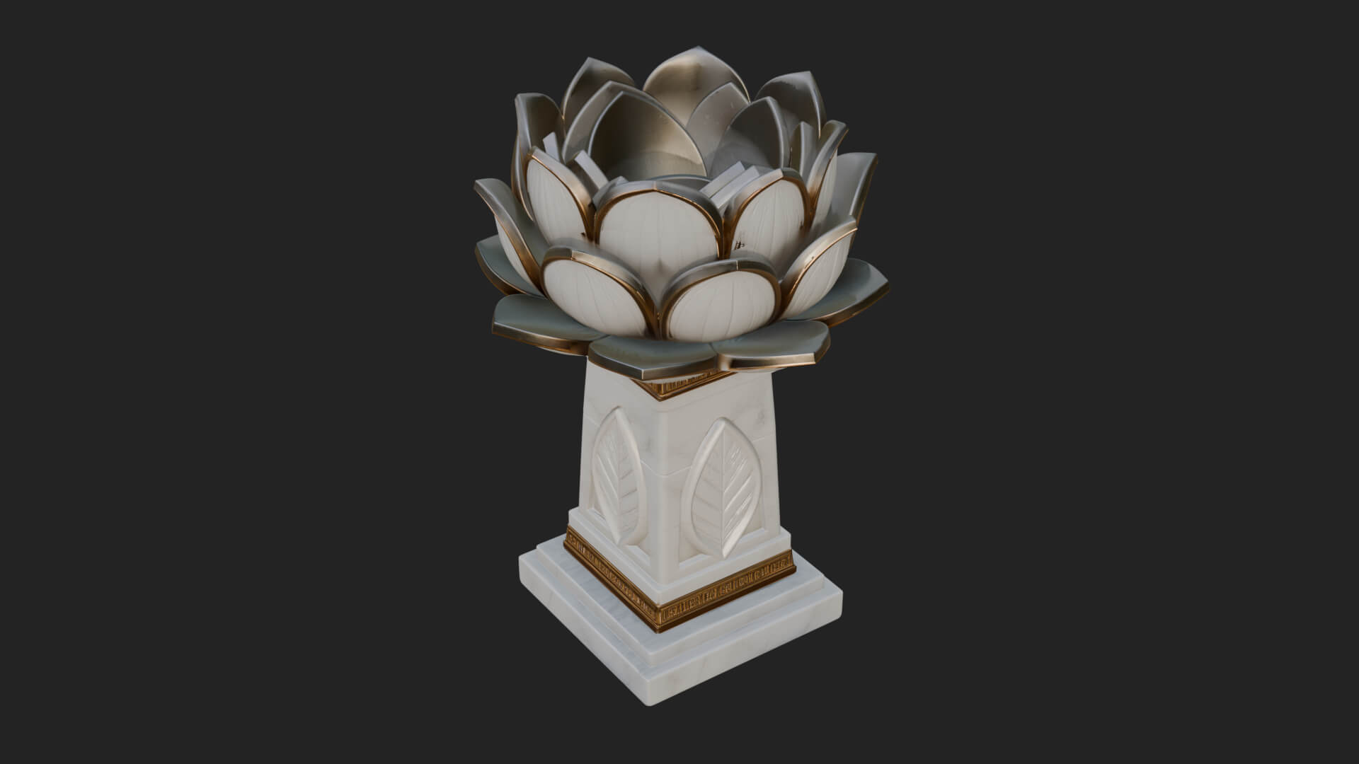 Lotus Bud Stone Column Design 2 3D Print Model 3D Model