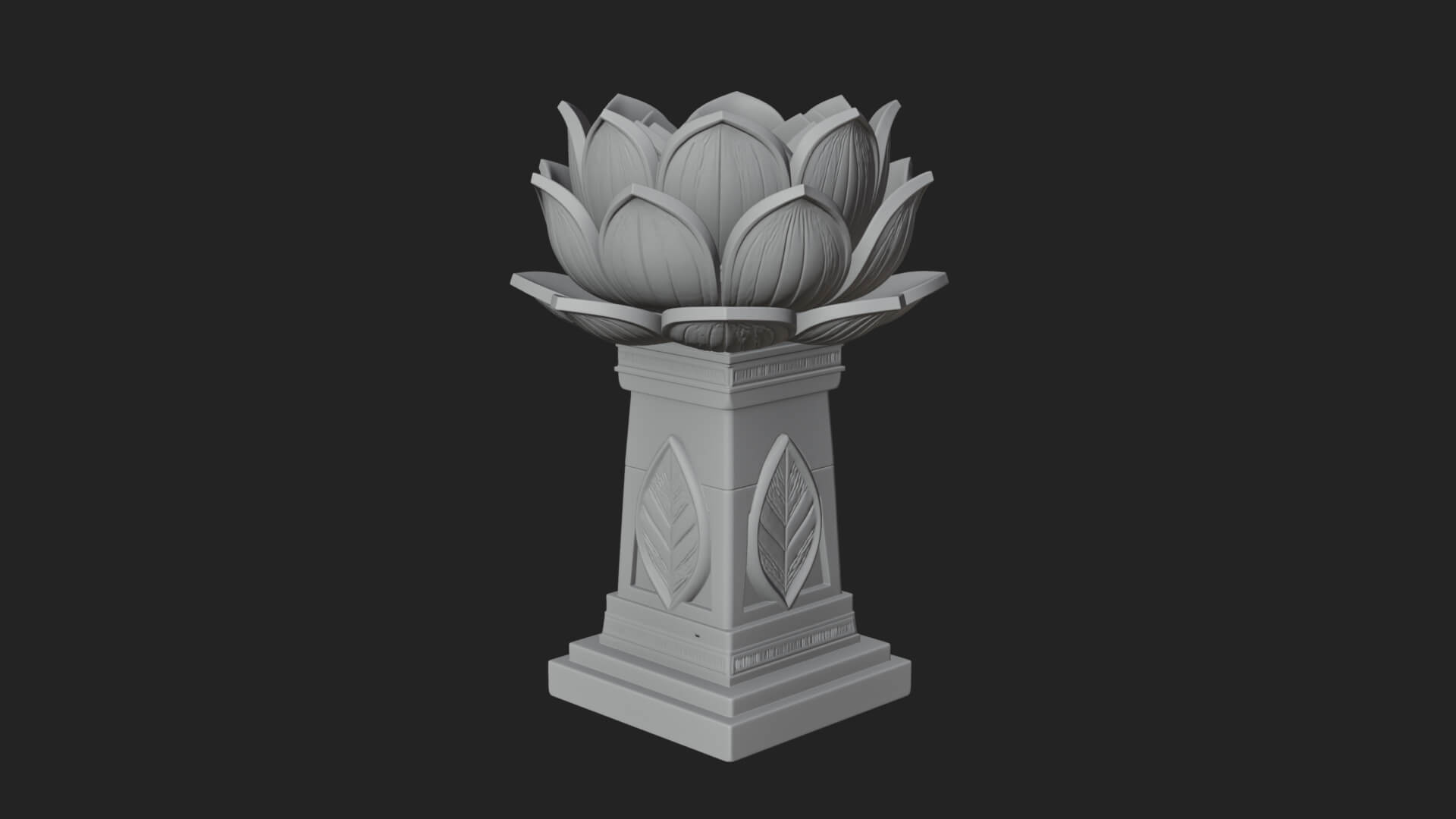 Lotus Bud Stone Column Design 2 3D Print Model 3D Model