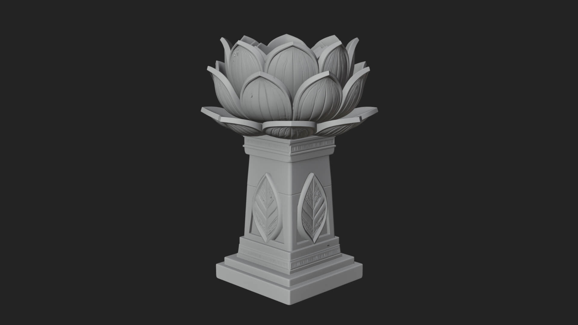 Lotus Bud Stone Column Design 2 3D Print Model 3D Model