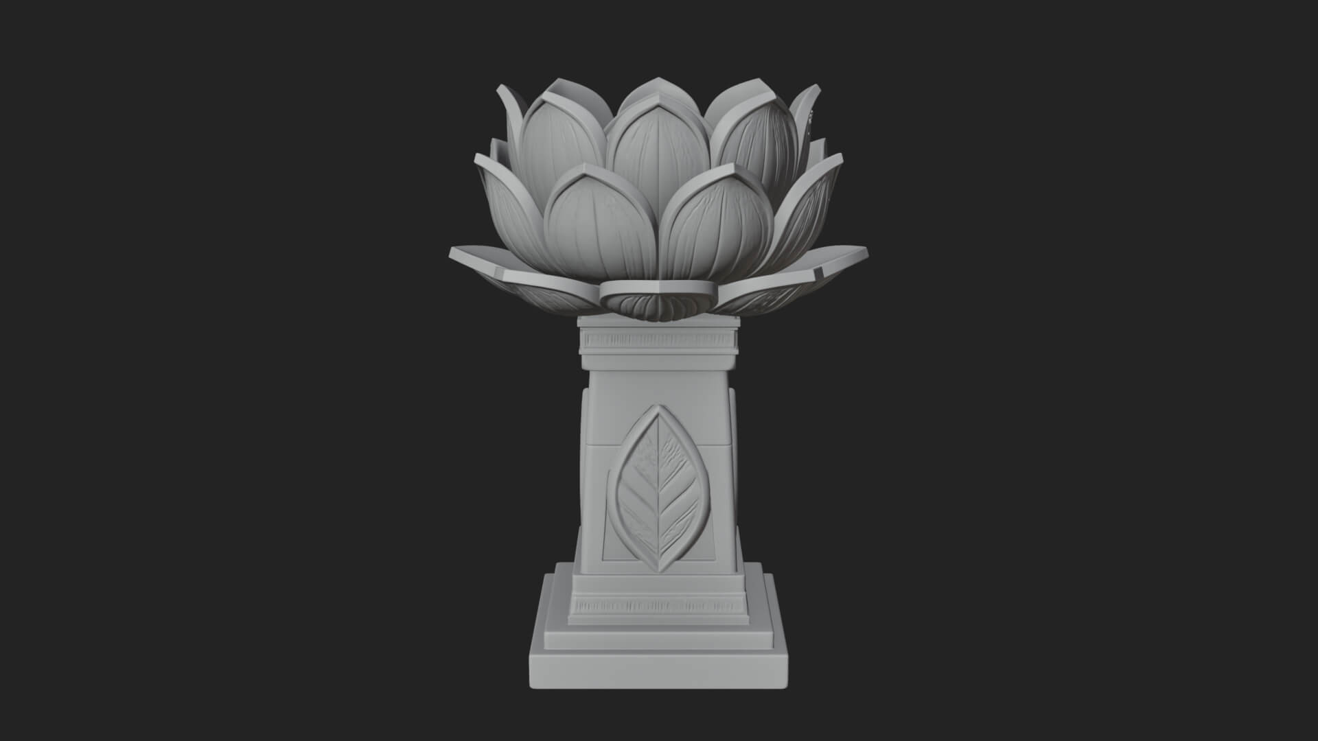 Lotus Bud Stone Column Design 2 3D Print Model 3D Model