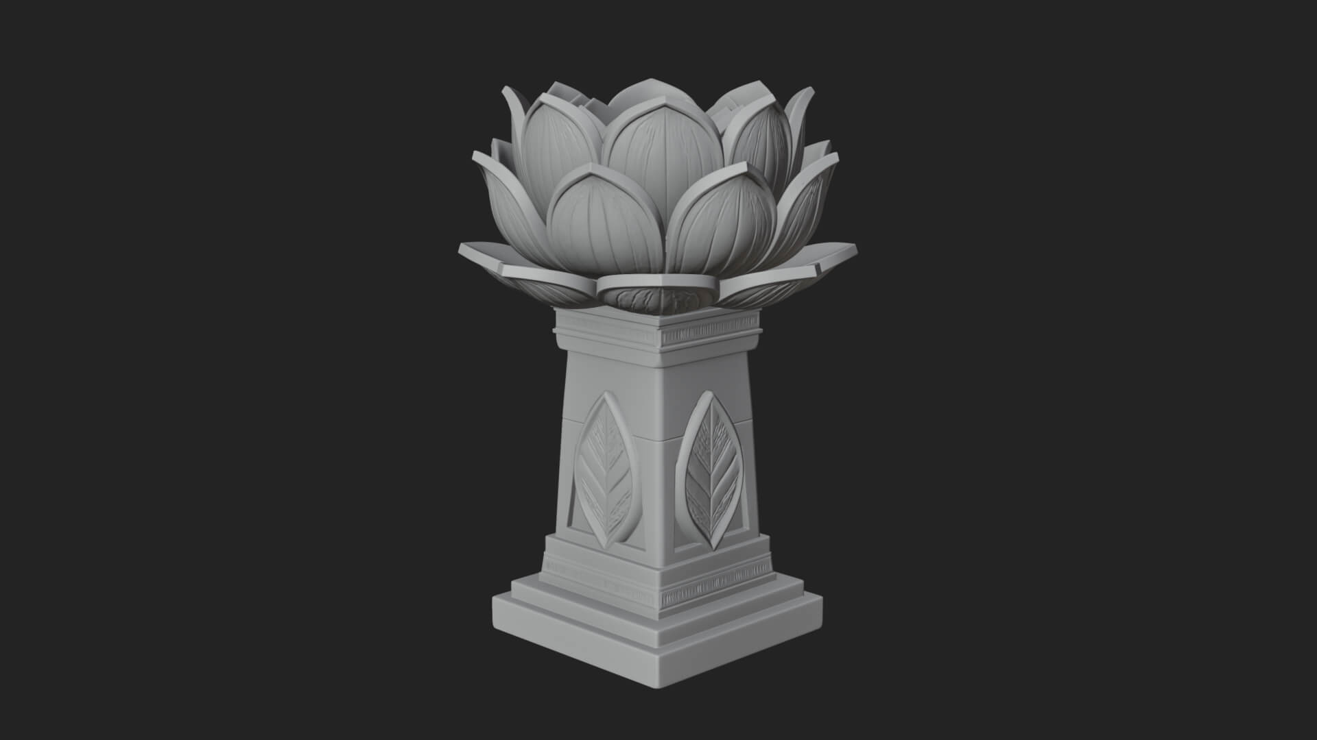 Lotus Bud Stone Column Design 2 3D Print Model 3D Model