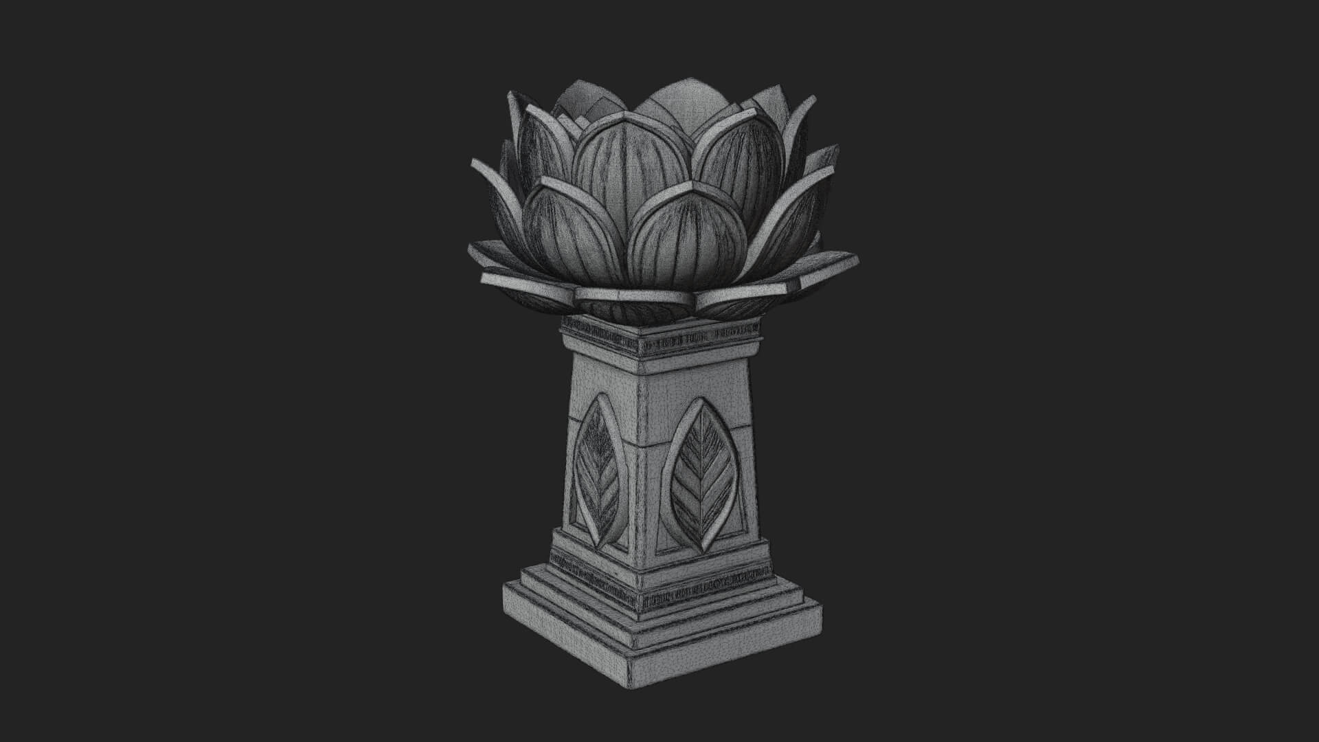 Lotus Bud Stone Column Design 2 3D Print Model 3D Model