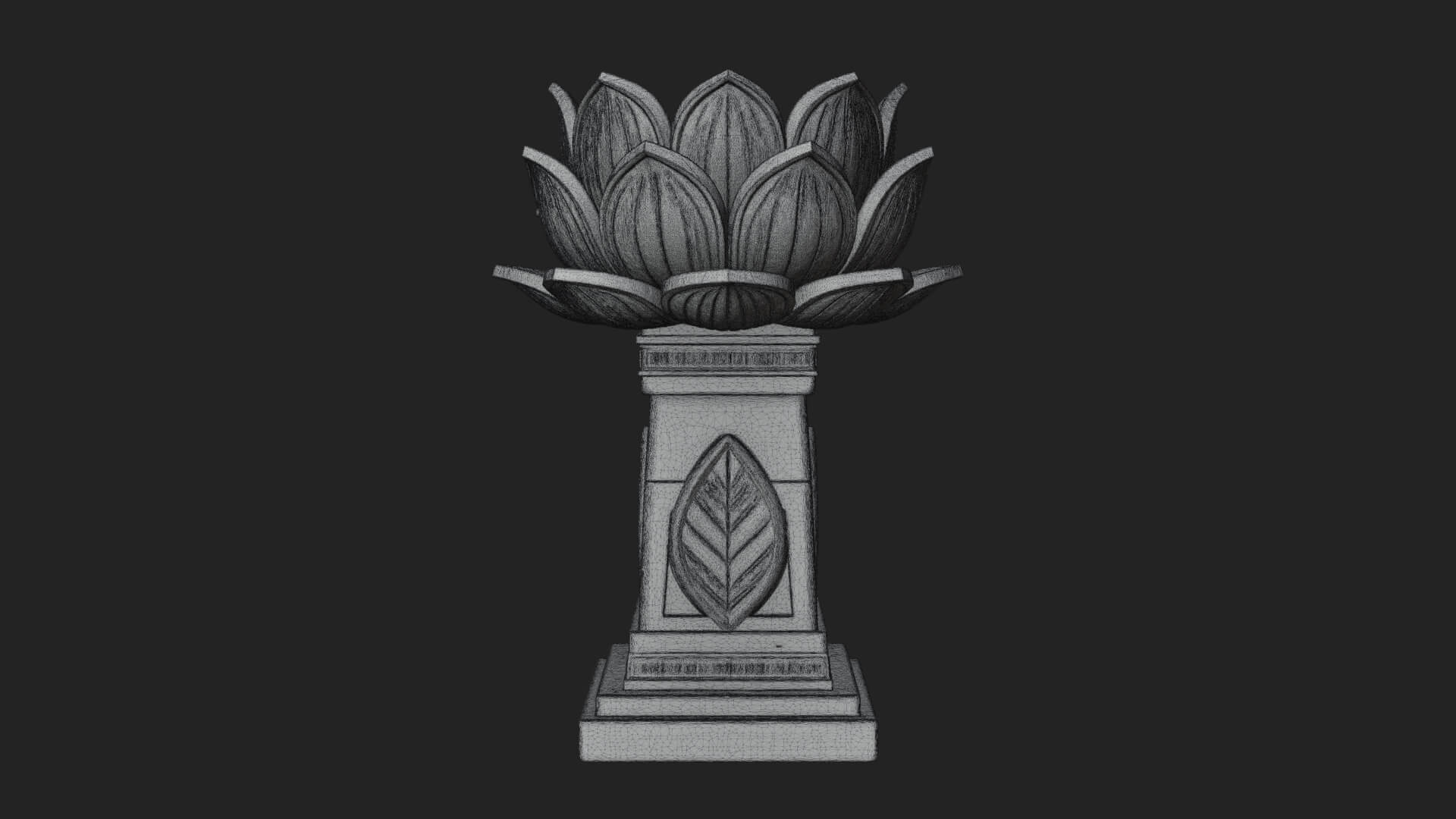 Lotus Bud Stone Column Design 2 3D Print Model 3D Model