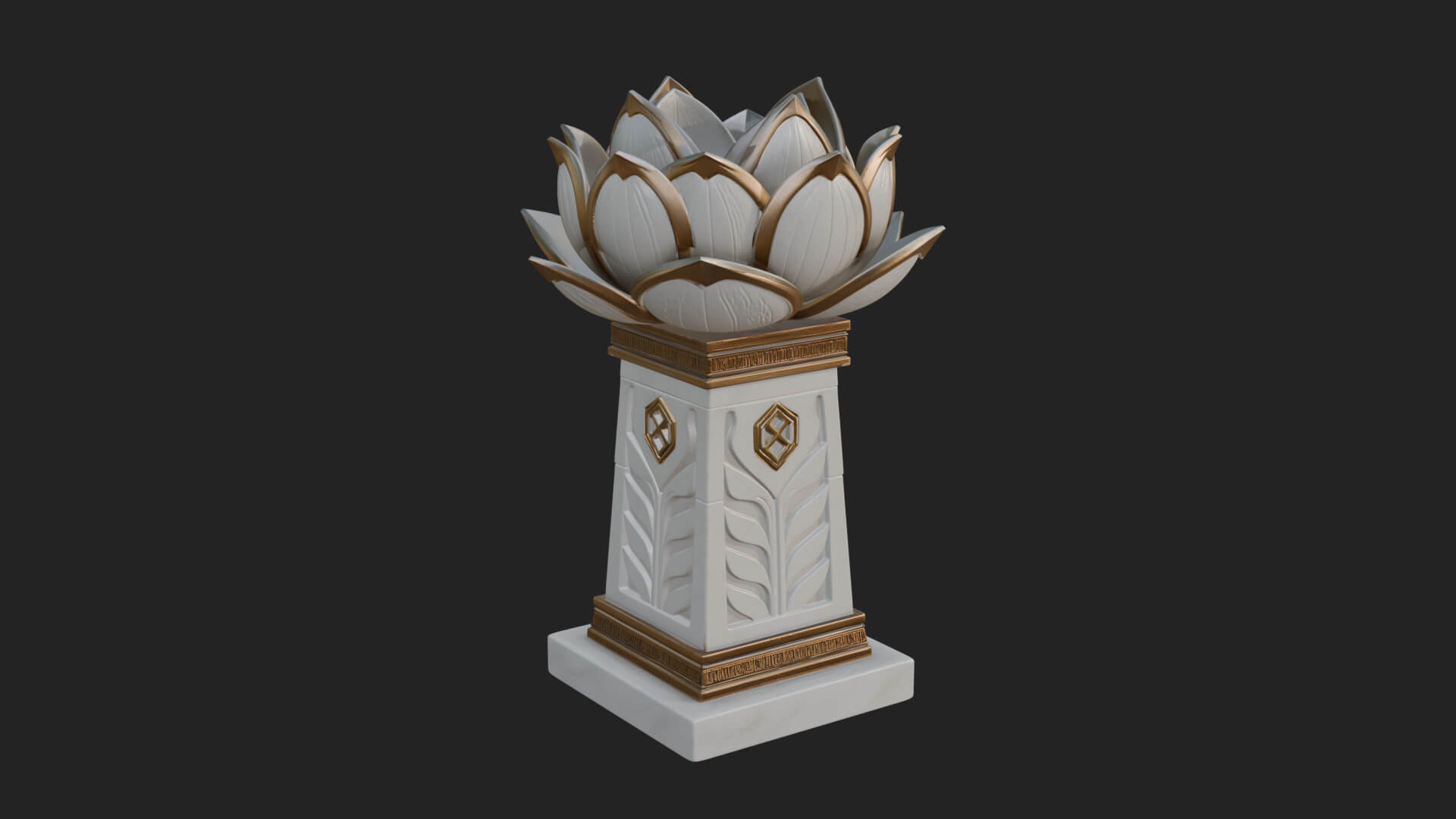 Lotus Bud Stone Column Design 3 3D Print Model 3D Model