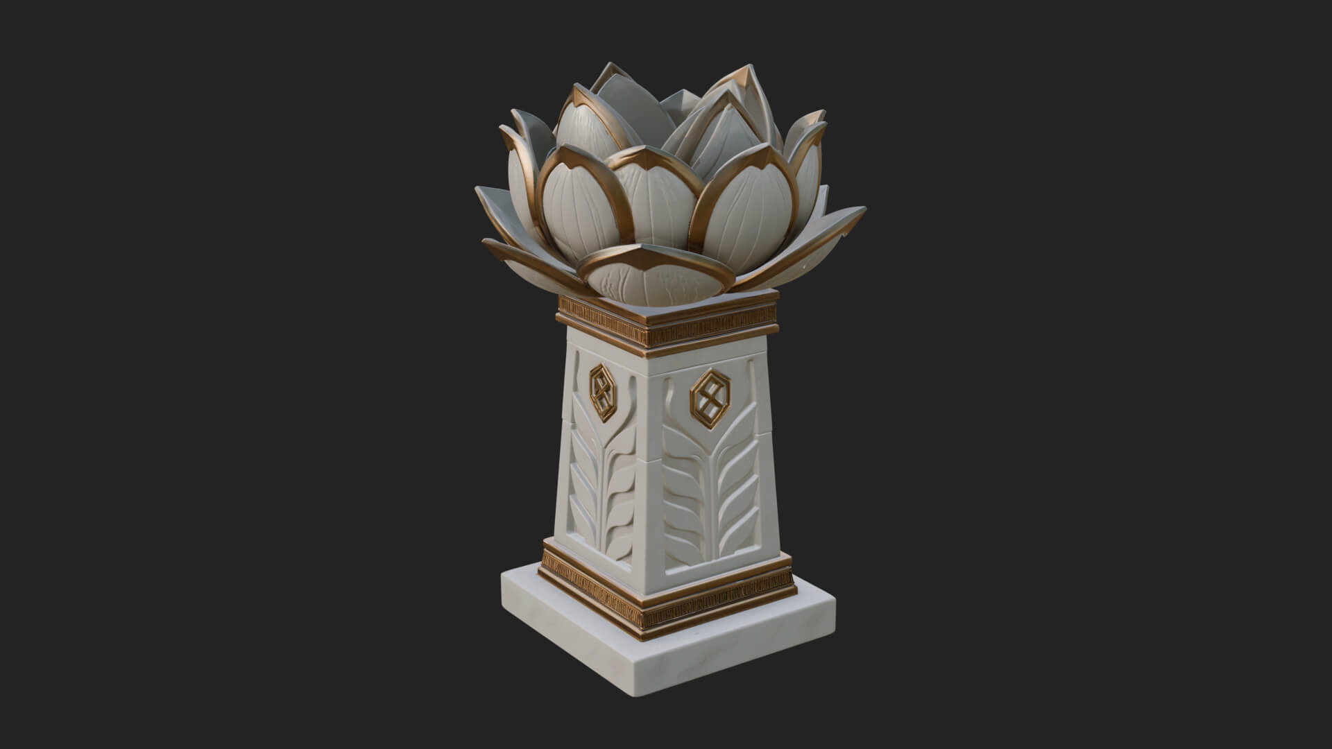 Lotus Bud Stone Column Design 3 3D Print Model 3D Model