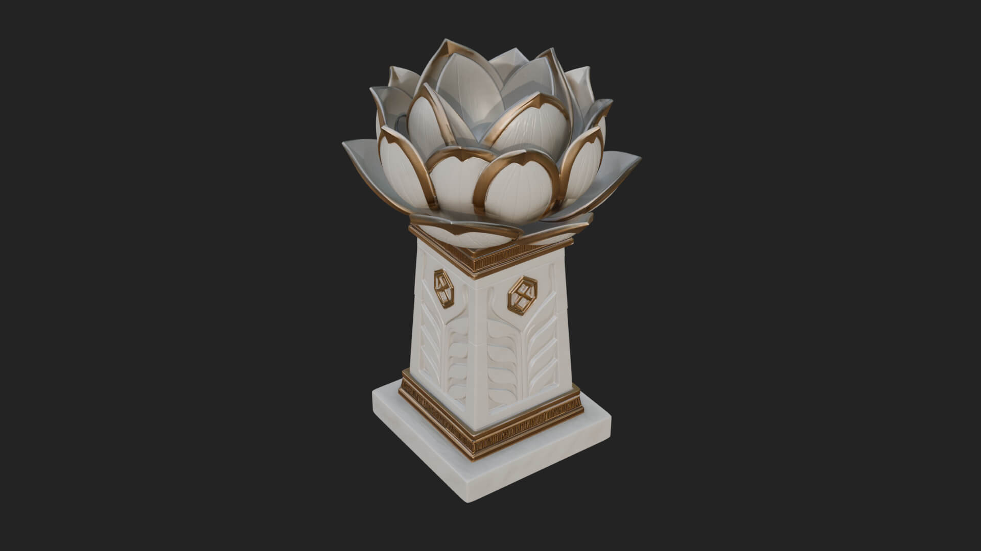 Lotus Bud Stone Column Design 3 3D Print Model 3D Model