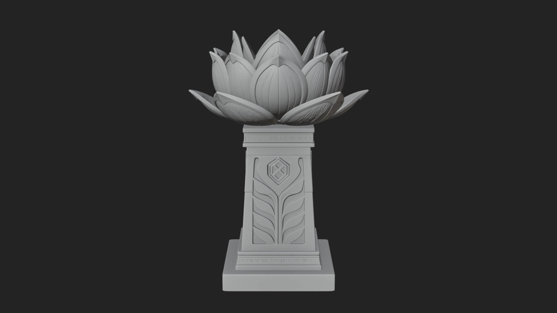 Lotus Bud Stone Column Design 3 3D Print Model 3D Model