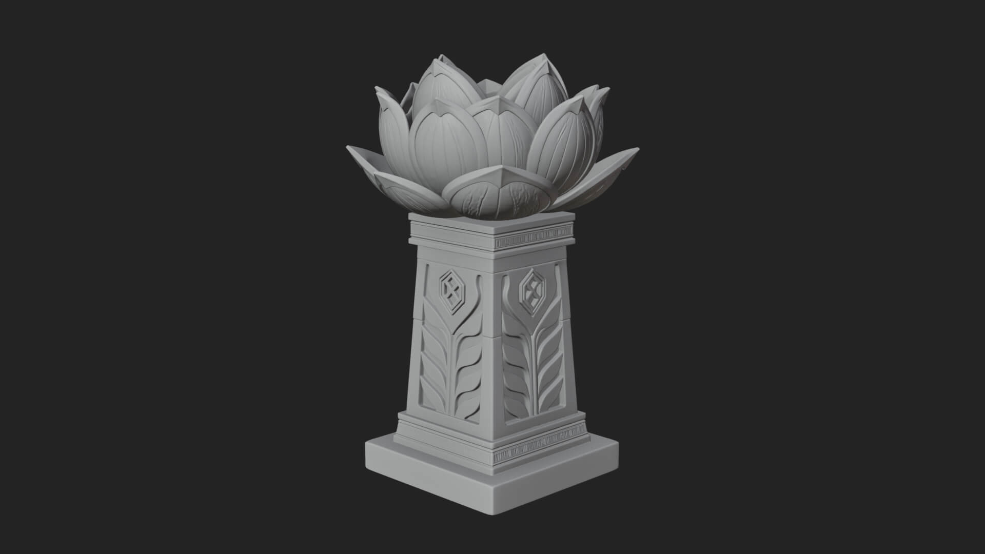 Lotus Bud Stone Column Design 3 3D Print Model 3D Model
