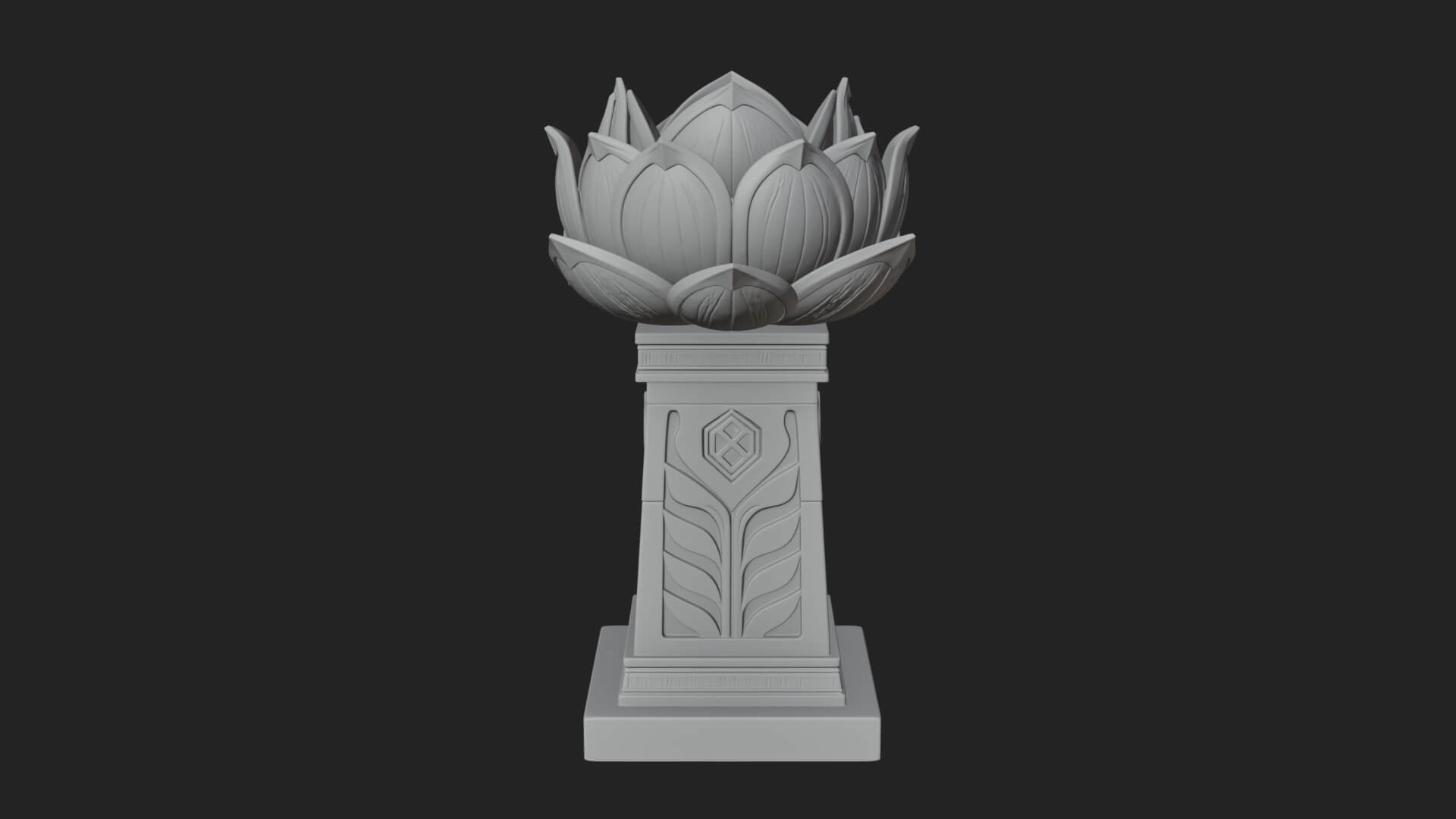 Lotus Bud Stone Column Design 3 3D Print Model 3D Model