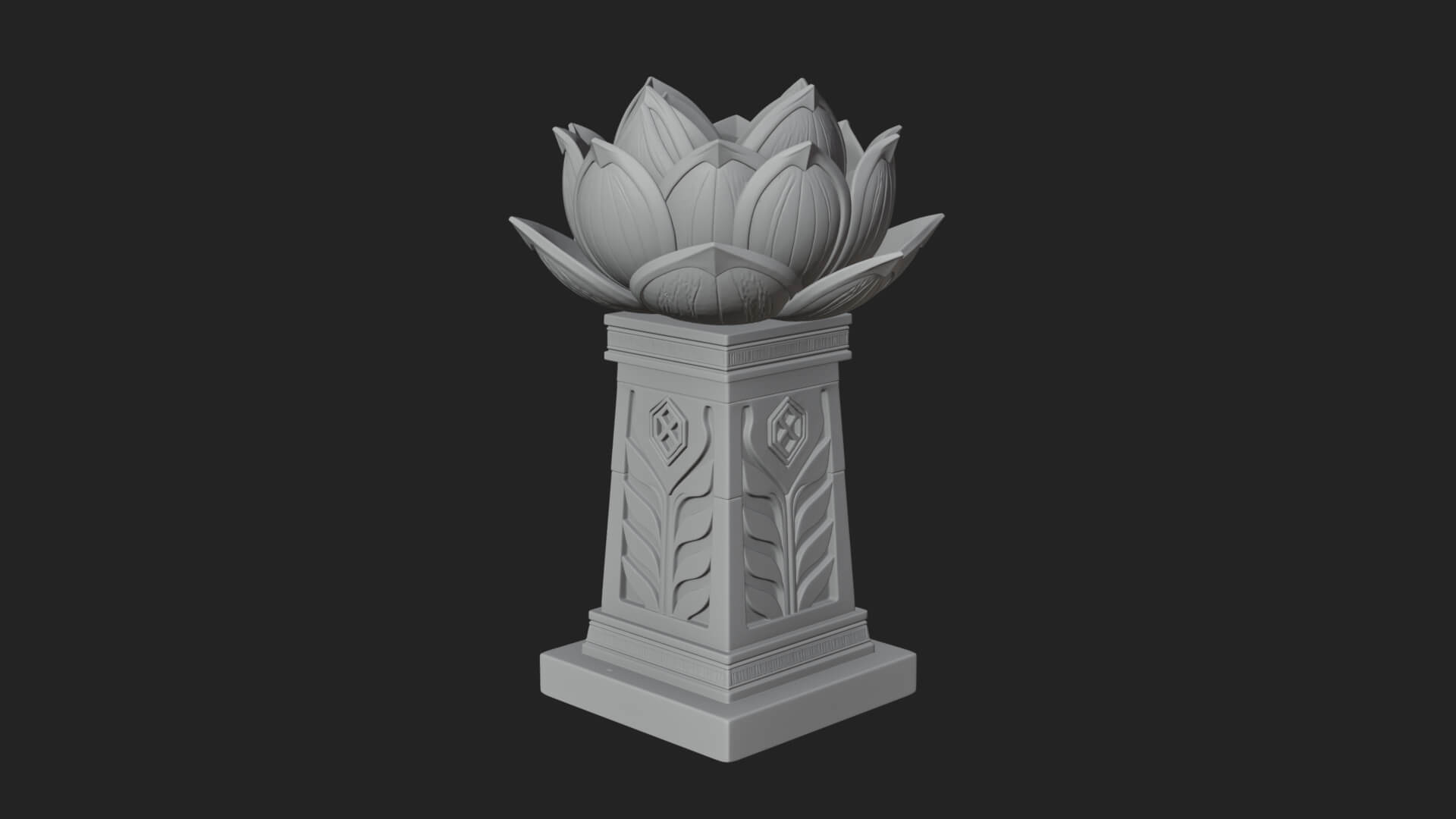 Lotus Bud Stone Column Design 3 3D Print Model 3D Model
