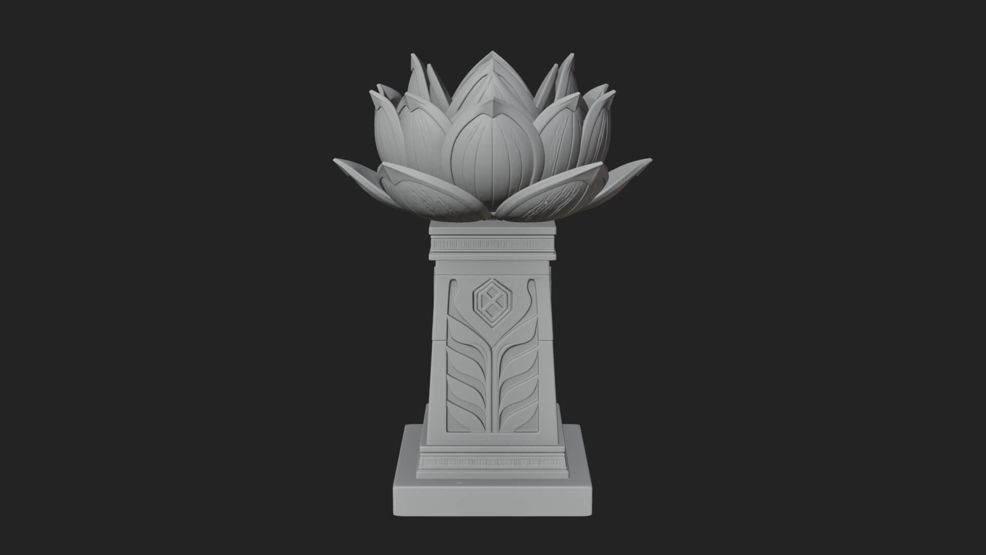 Lotus Bud Stone Column Design 3 3D Print Model 3D Model
