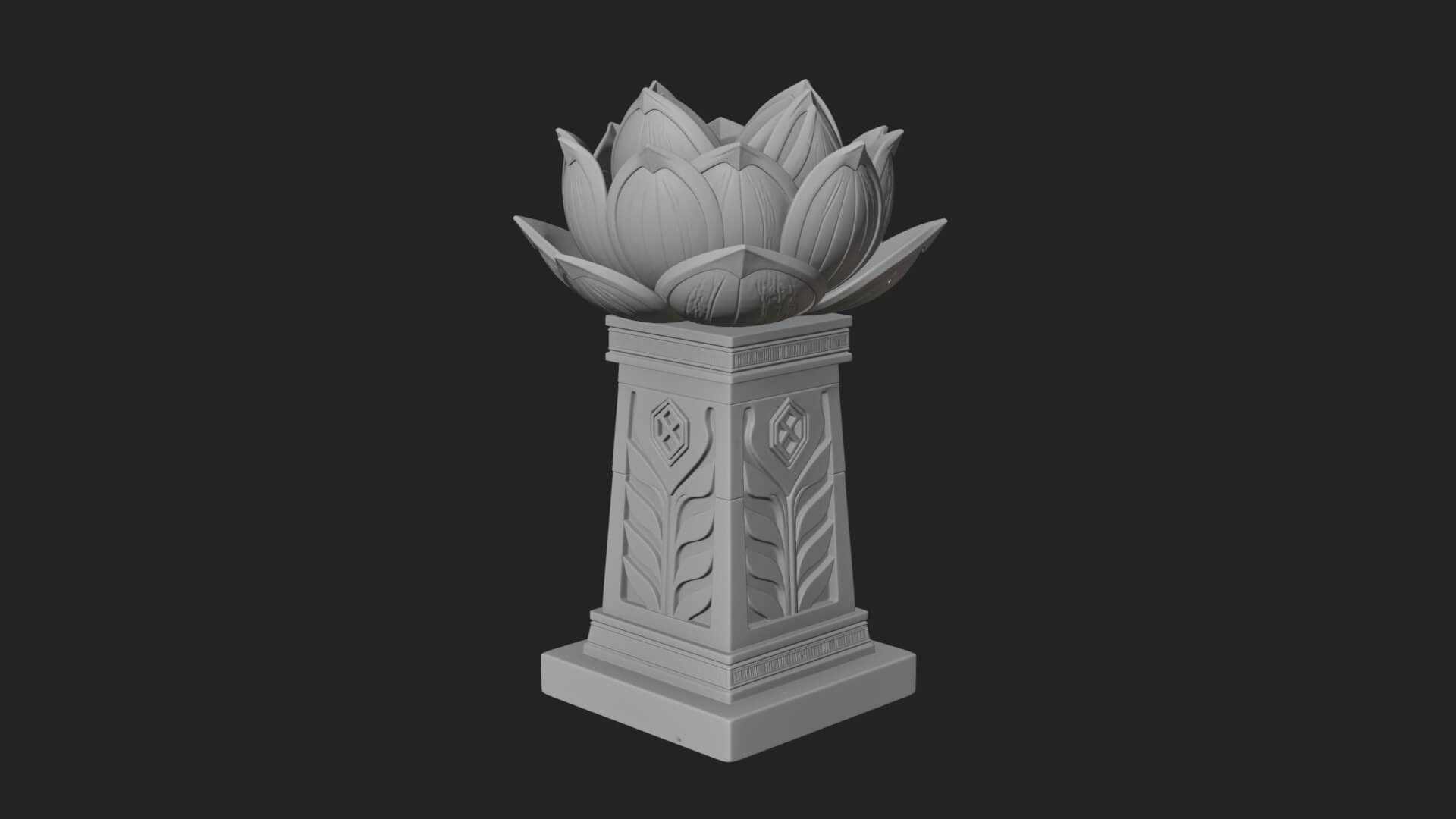 Lotus Bud Stone Column Design 3 3D Print Model 3D Model