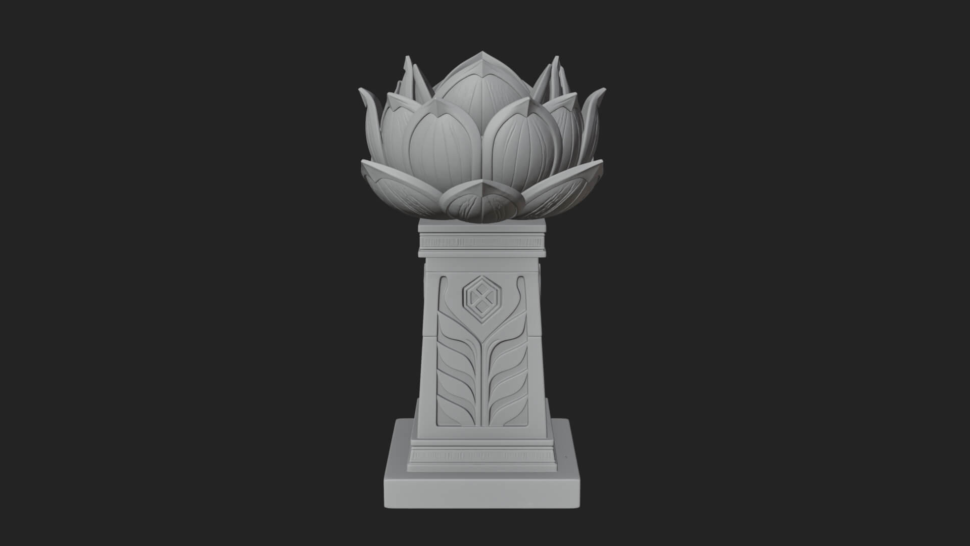Lotus Bud Stone Column Design 3 3D Print Model 3D Model