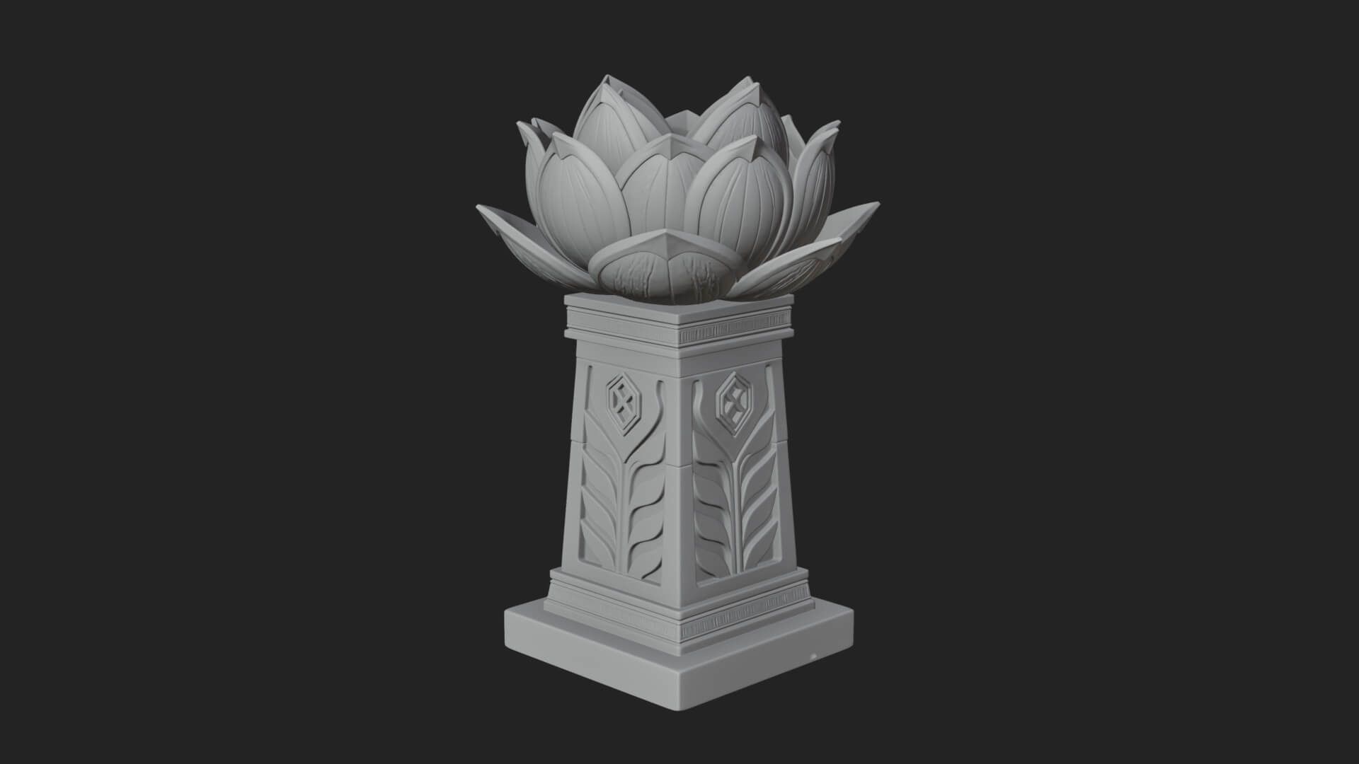 Lotus Bud Stone Column Design 3 3D Print Model 3D Model