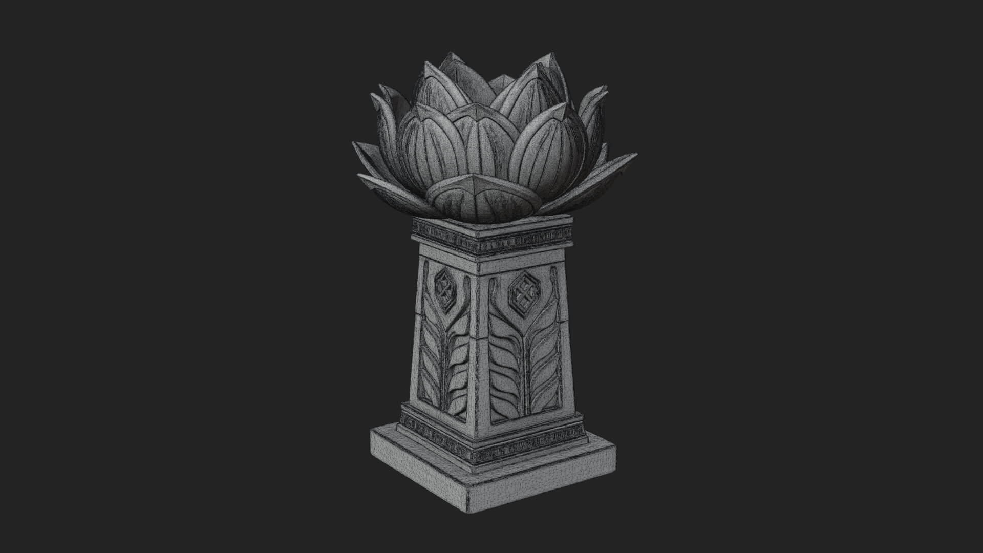 Lotus Bud Stone Column Design 3 3D Print Model 3D Model