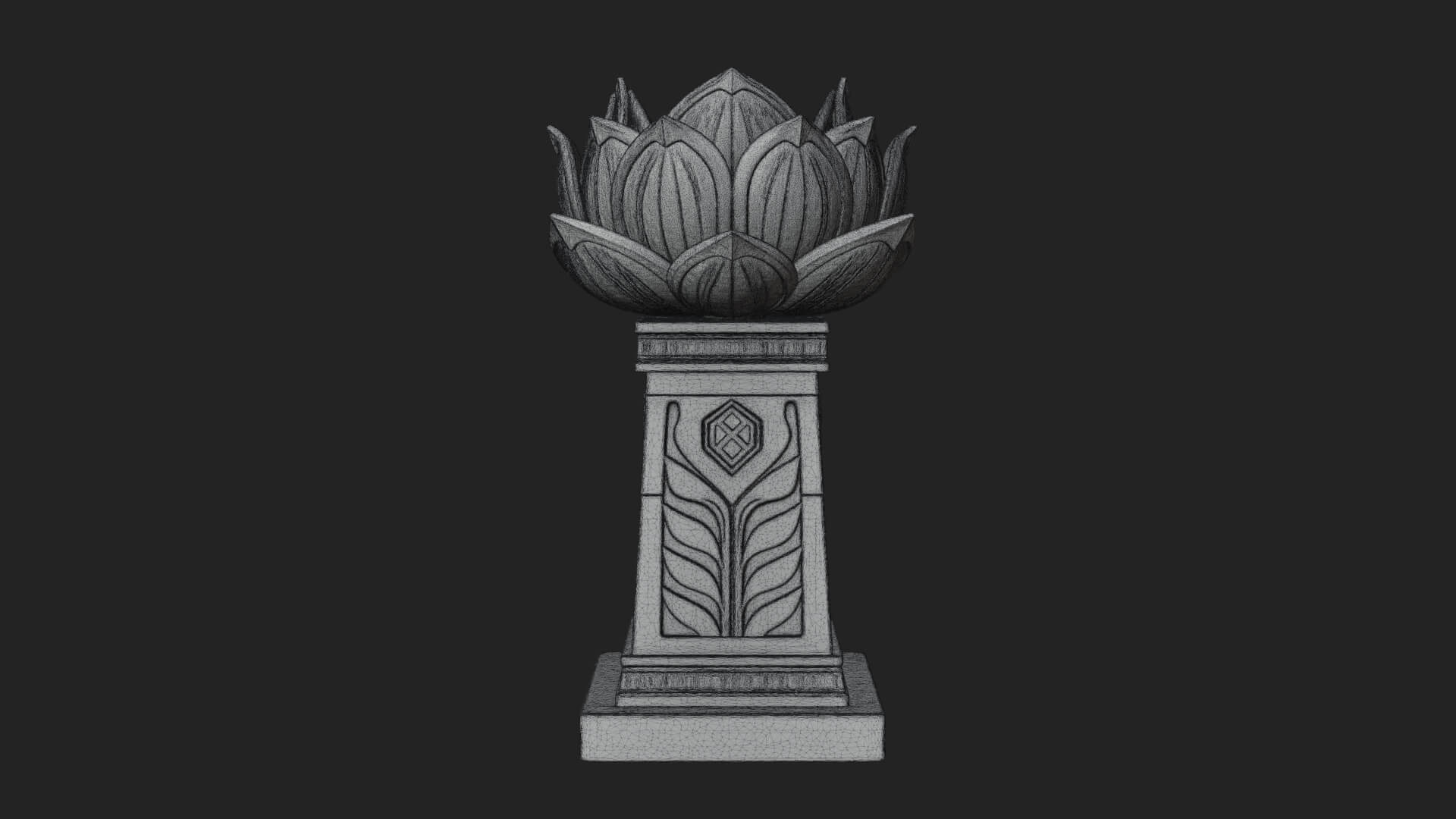 Lotus Bud Stone Column Design 3 3D Print Model 3D Model