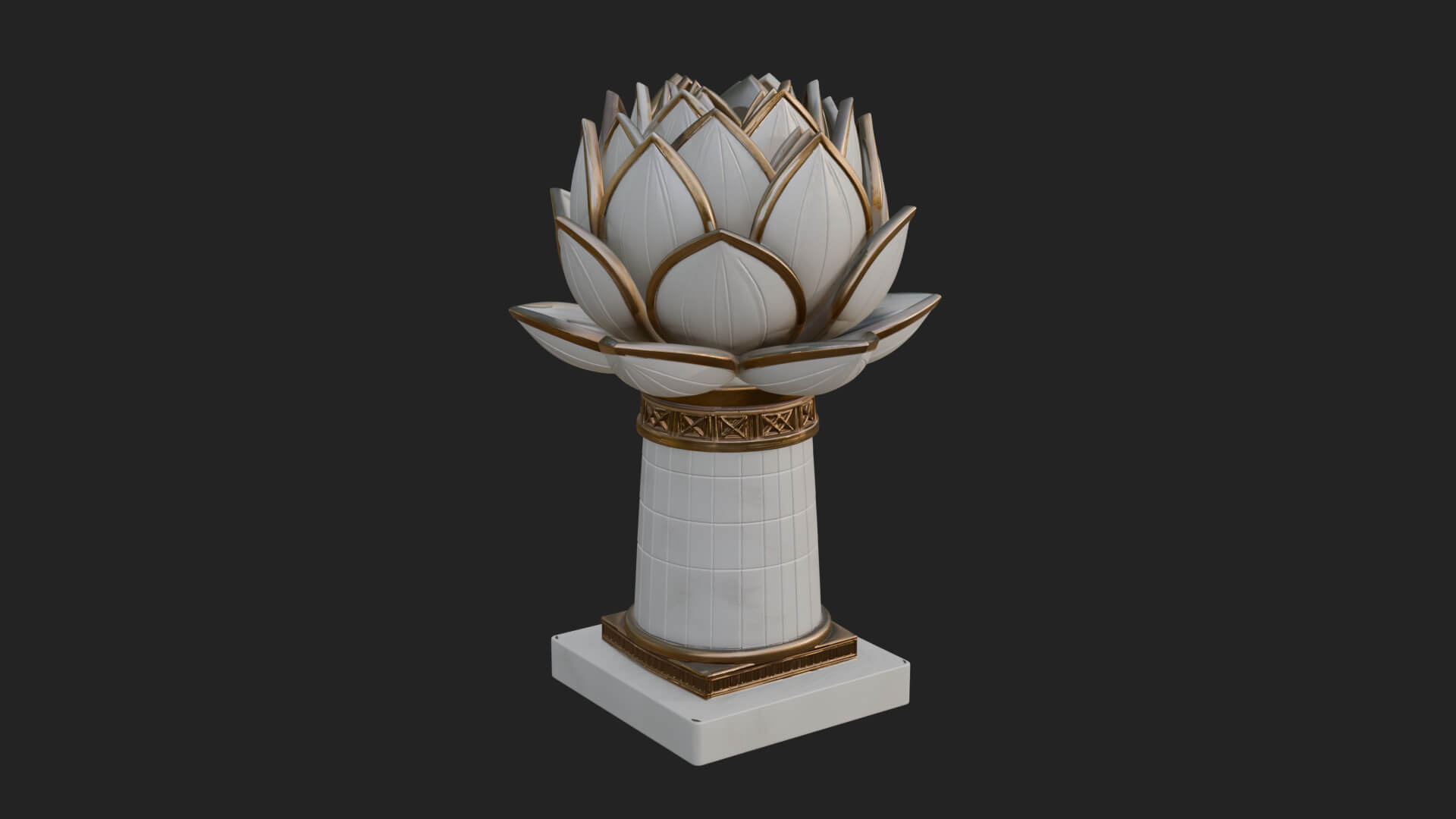 Lotus Bud Stone Column Design 4 3D Print Model 3D Model