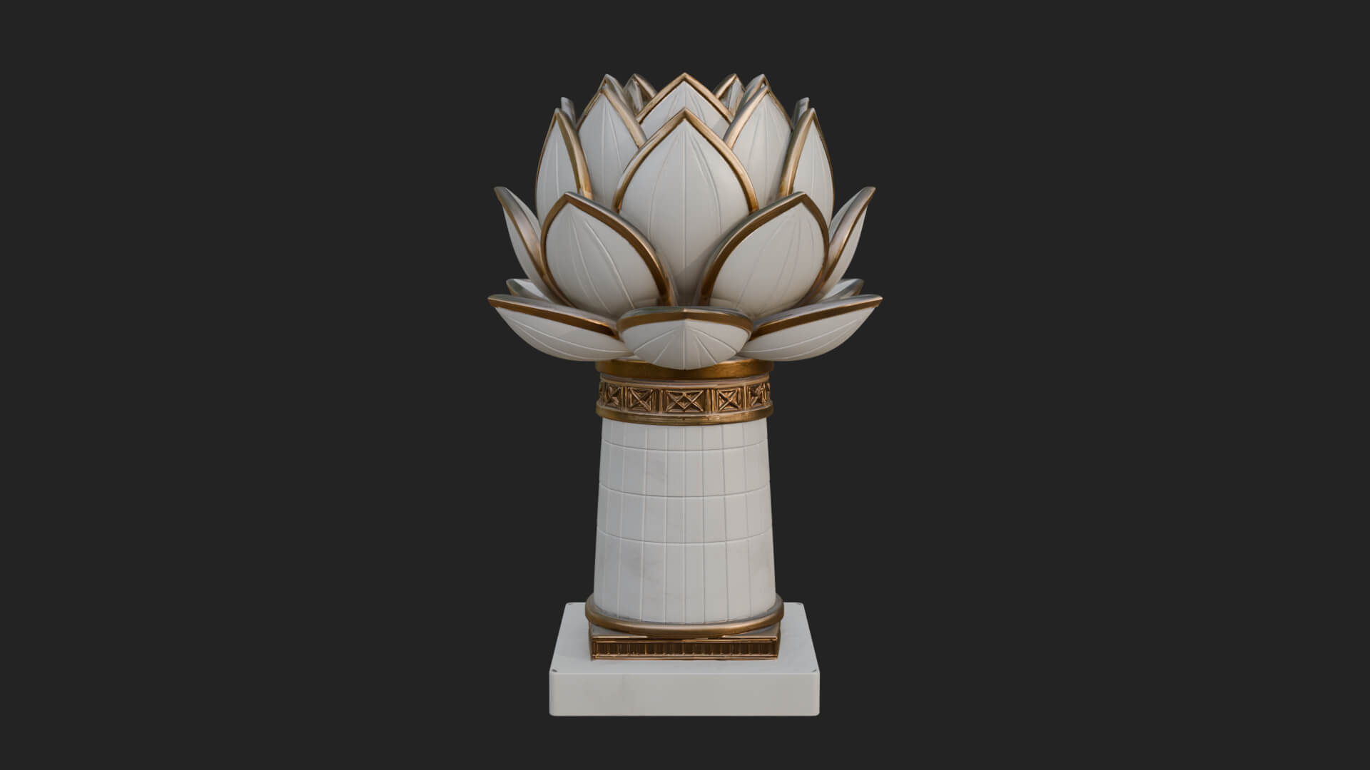 Lotus Bud Stone Column Design 4 3D Print Model 3D Model