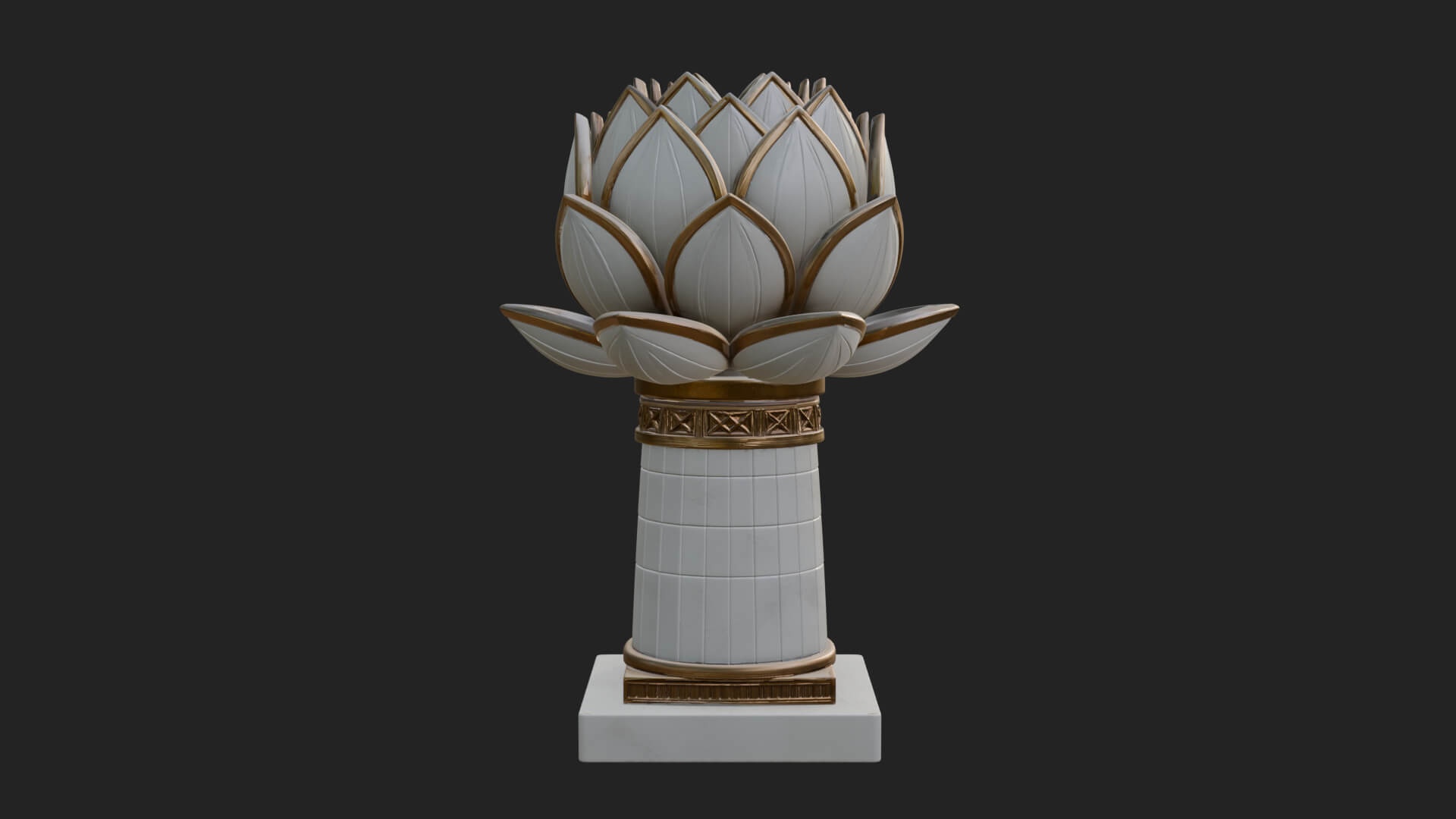 Lotus Bud Stone Column Design 4 3D Print Model 3D Model