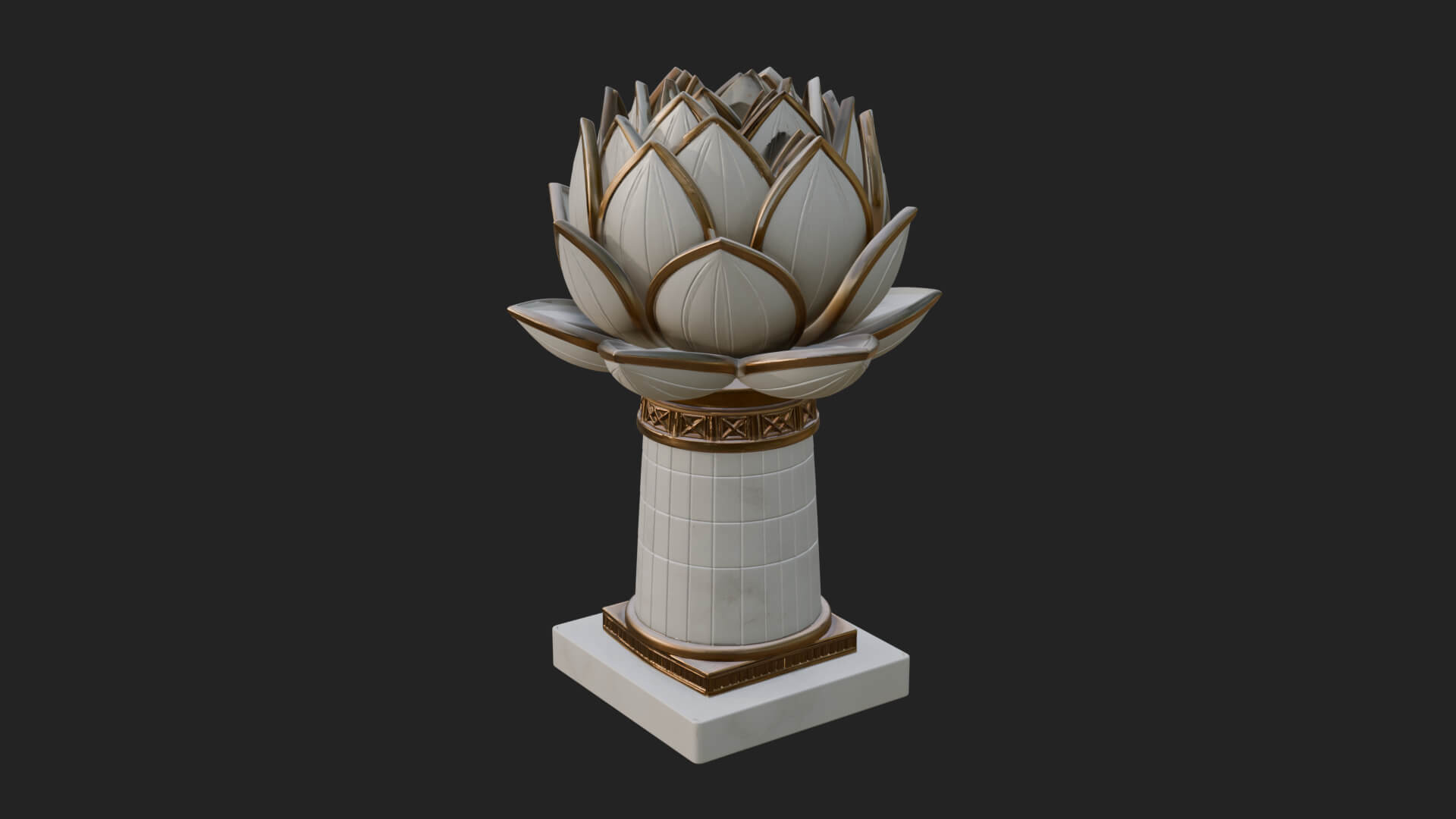 Lotus Bud Stone Column Design 4 3D Print Model 3D Model