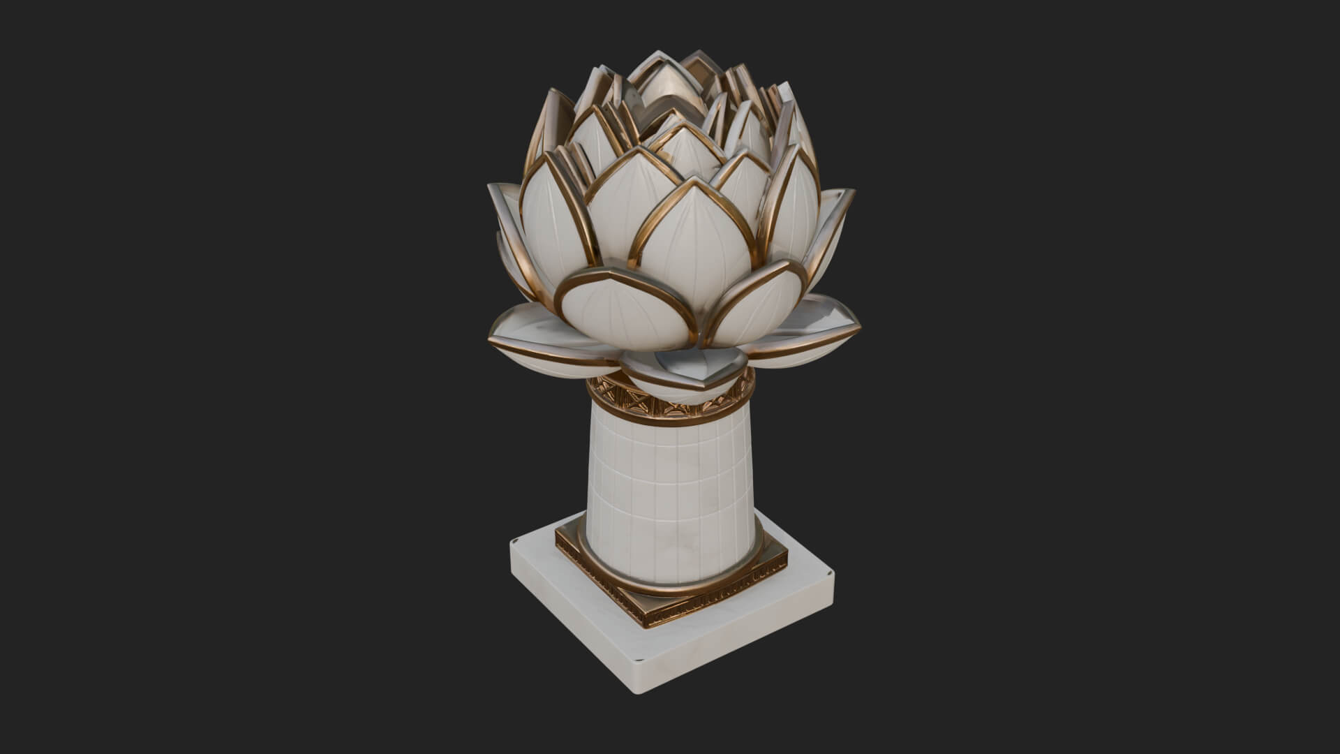 Lotus Bud Stone Column Design 4 3D Print Model 3D Model