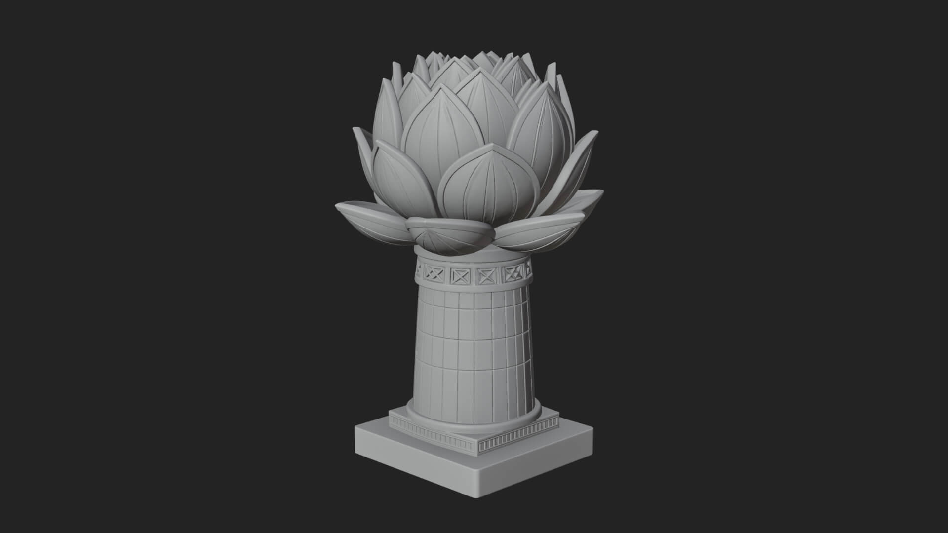 Lotus Bud Stone Column Design 4 3D Print Model 3D Model