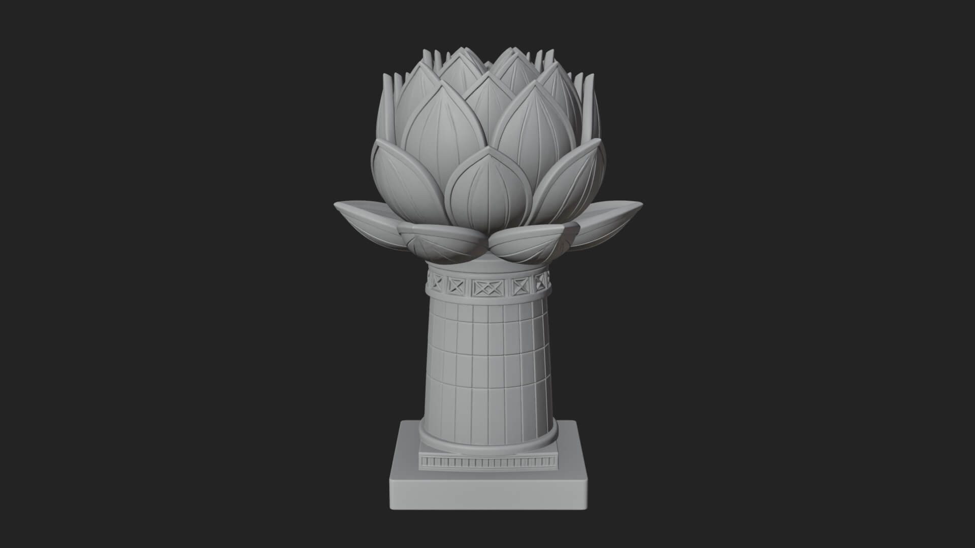 Lotus Bud Stone Column Design 4 3D Print Model 3D Model