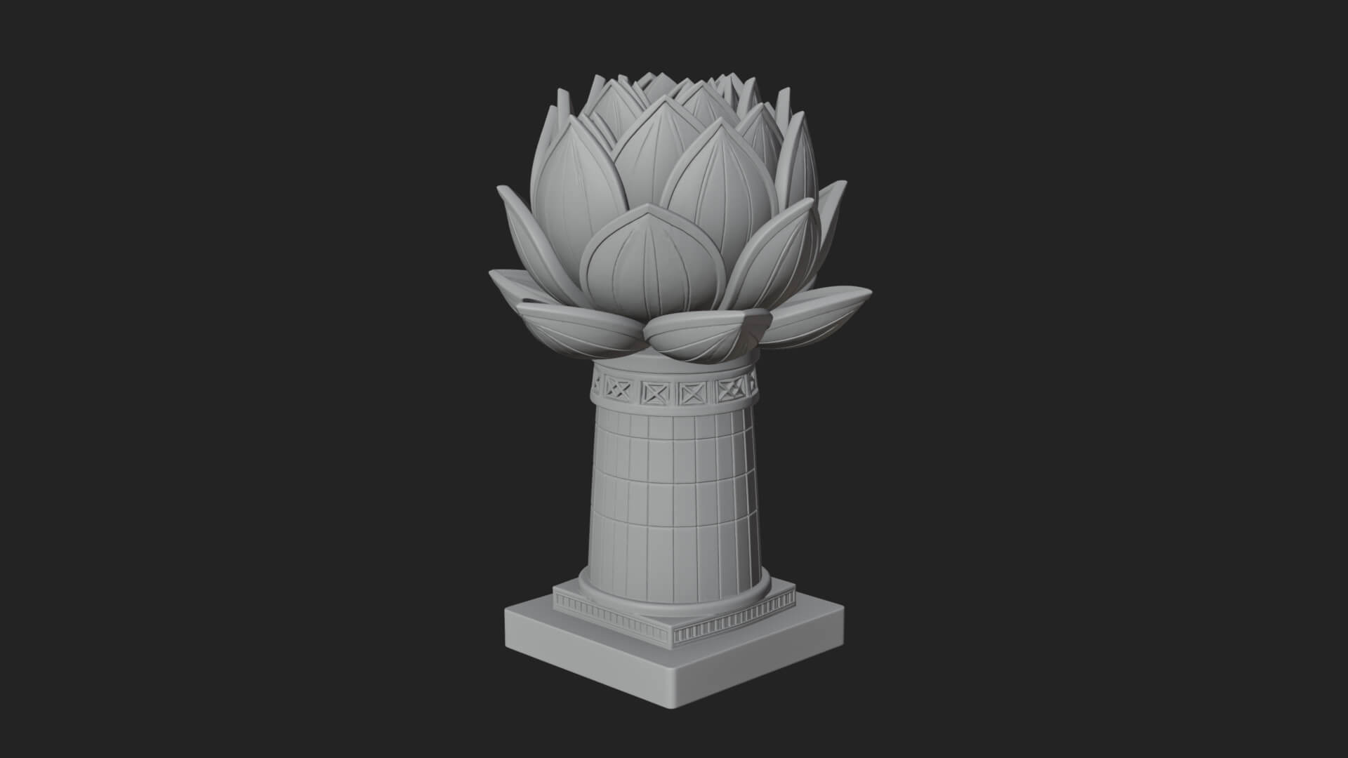 Lotus Bud Stone Column Design 4 3D Print Model 3D Model