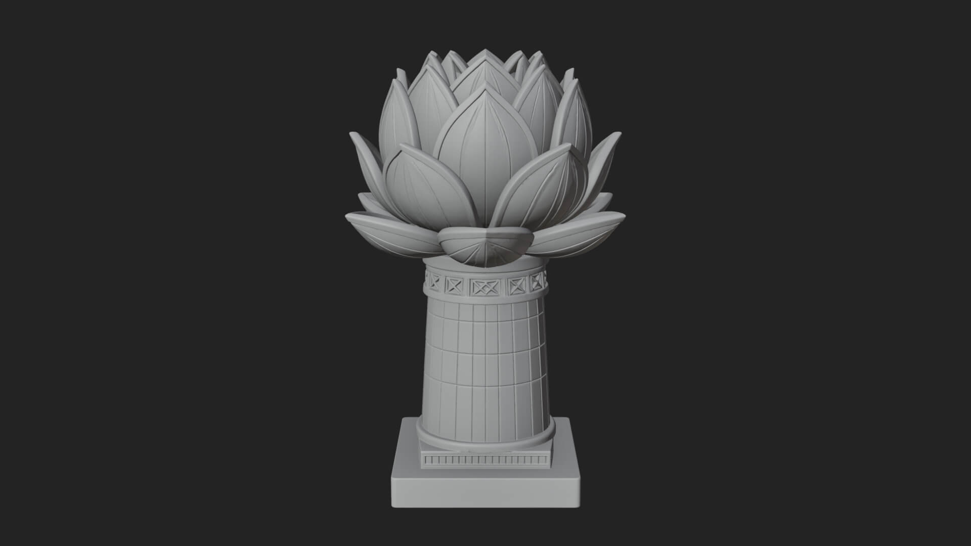Lotus Bud Stone Column Design 4 3D Print Model 3D Model