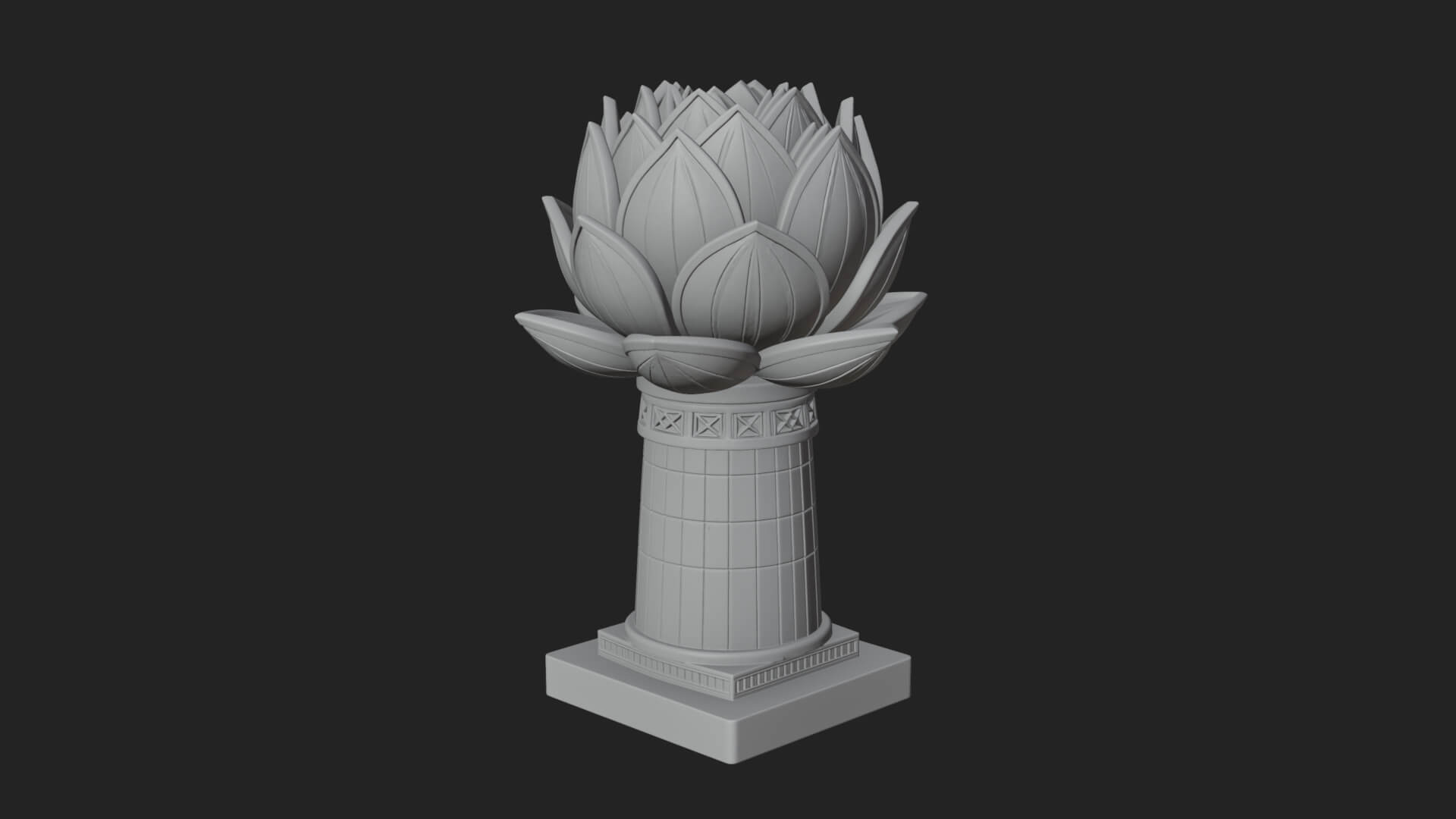 Lotus Bud Stone Column Design 4 3D Print Model 3D Model