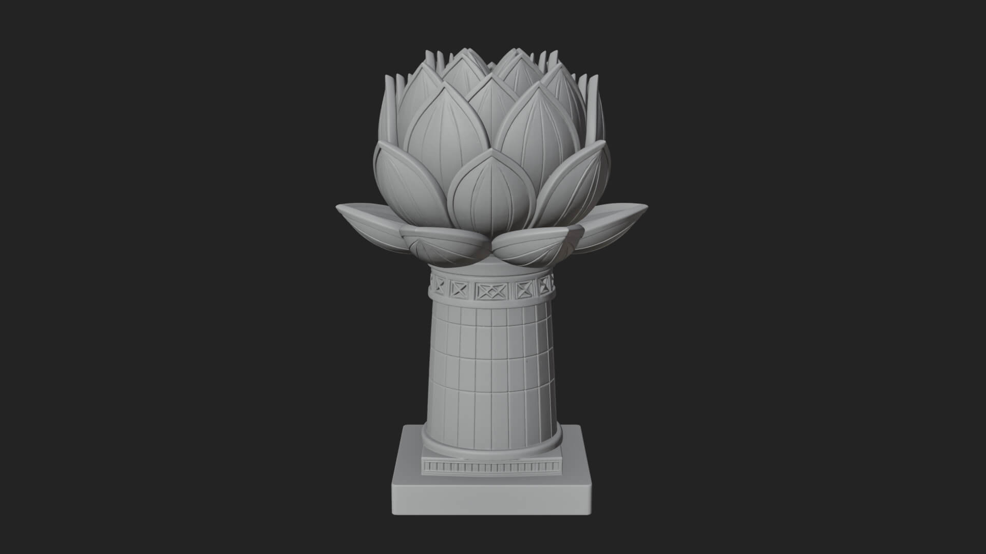 Lotus Bud Stone Column Design 4 3D Print Model 3D Model