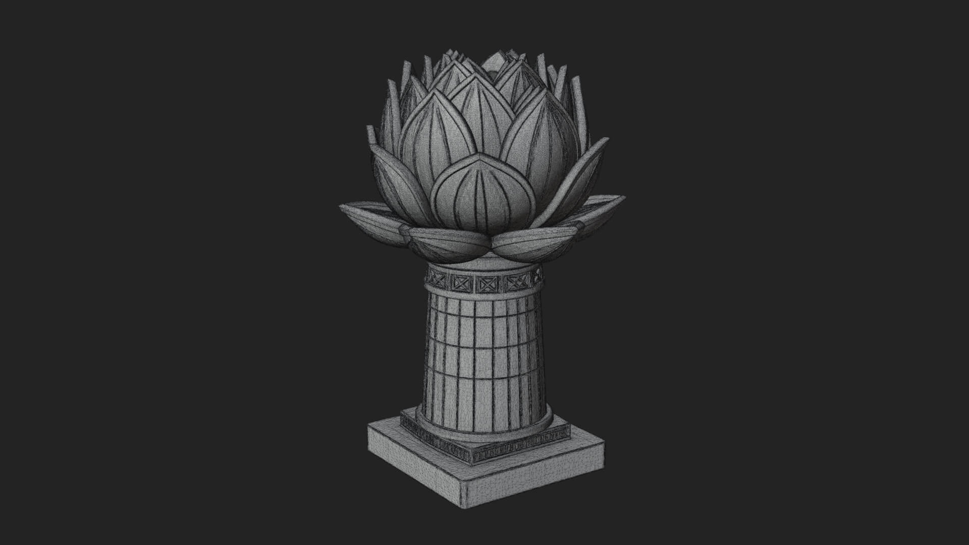 Lotus Bud Stone Column Design 4 3D Print Model 3D Model