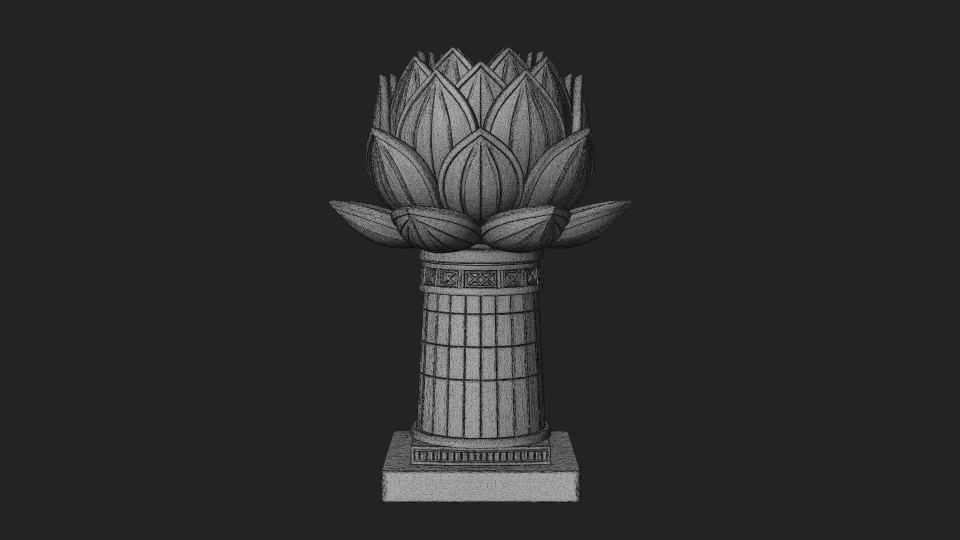Lotus Bud Stone Column Design 4 3D Print Model 3D Model