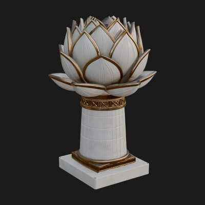 Lotus Bud Stone Column Design 4 3D Print Model
