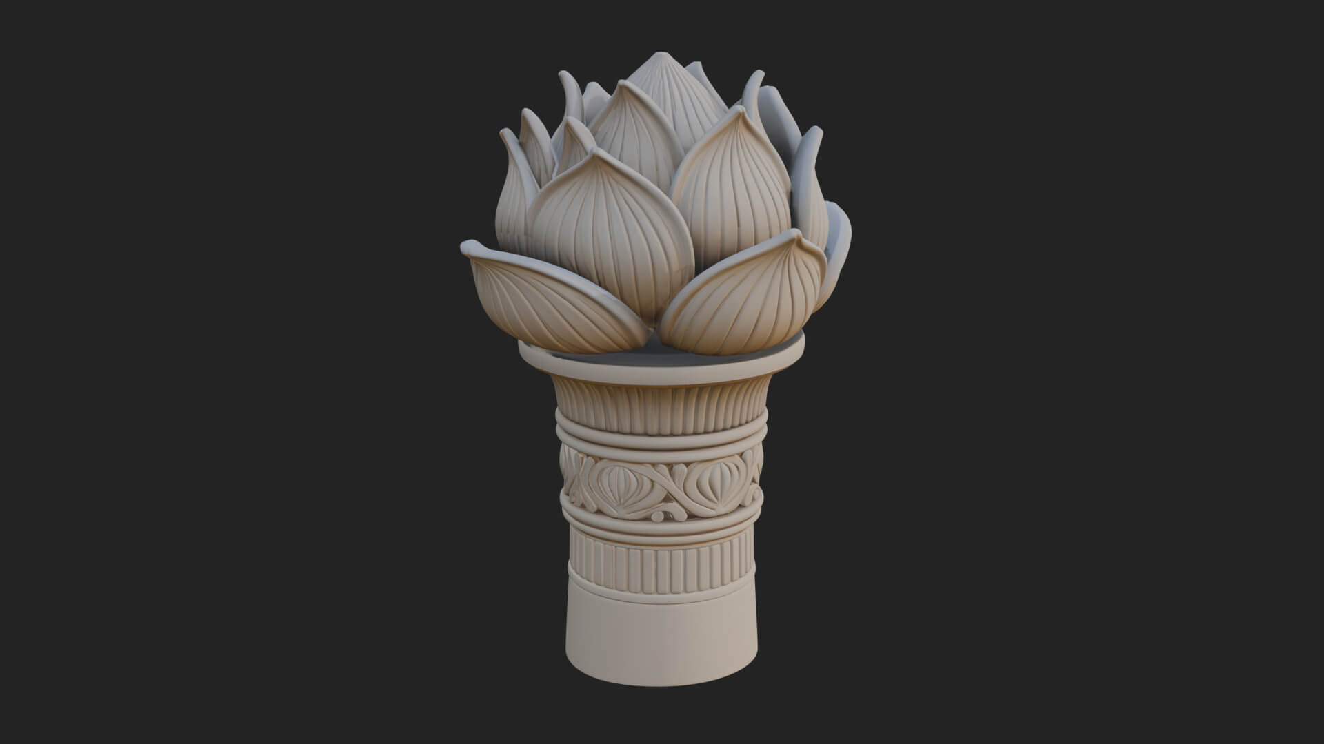 Lotus Column Capital Design 14 3D Print Model 3D Model