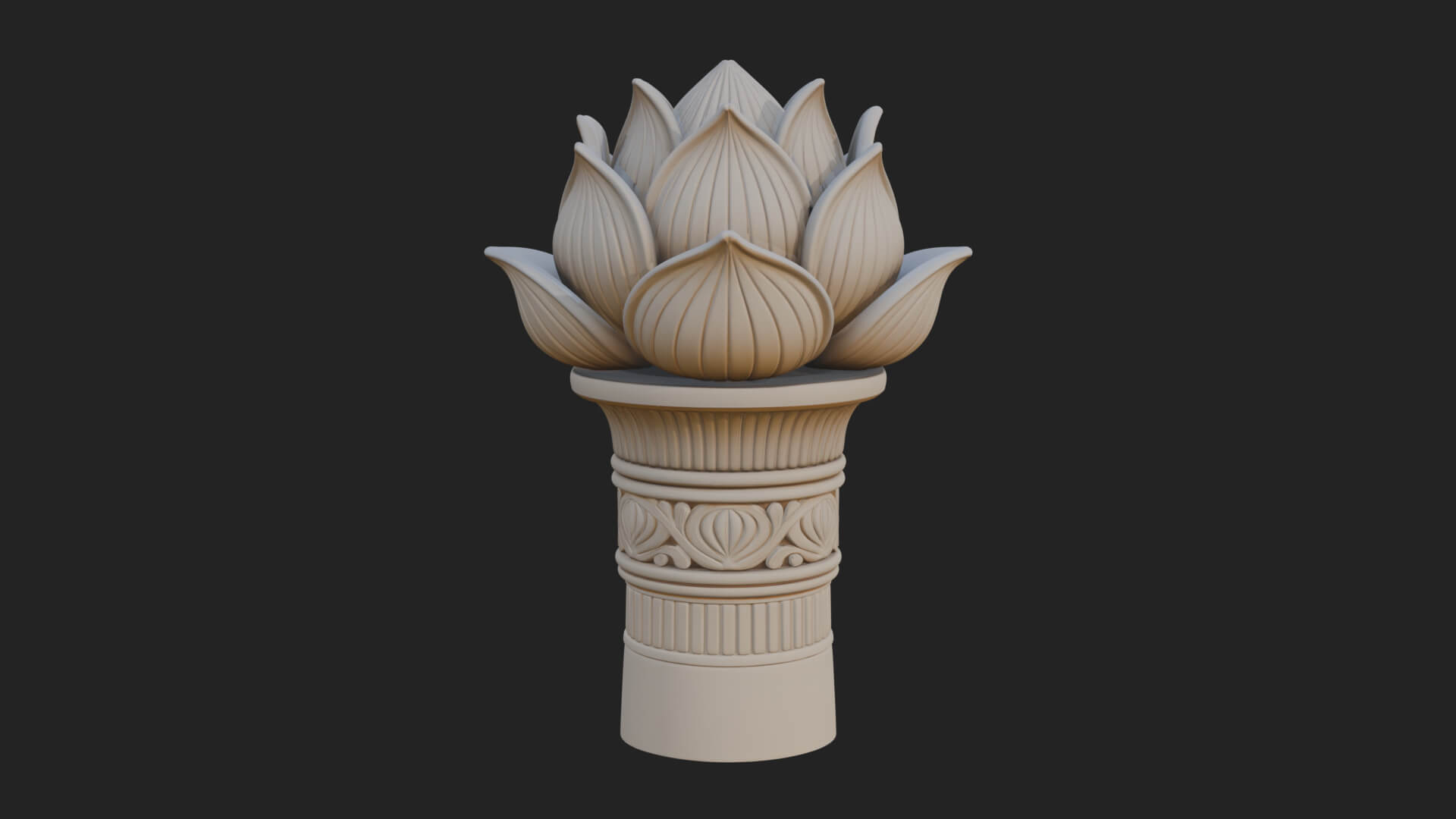 Lotus Column Capital Design 14 3D Print Model 3D Model