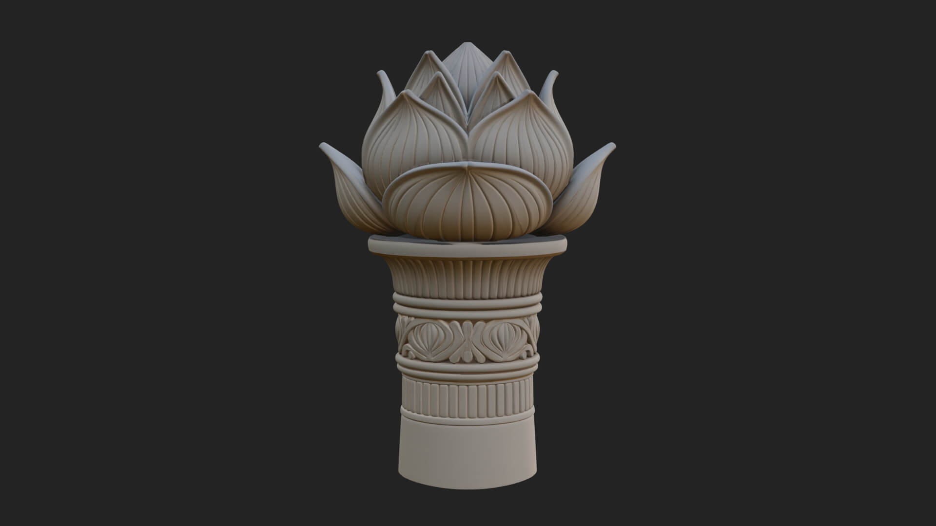 Lotus Column Capital Design 14 3D Print Model 3D Model