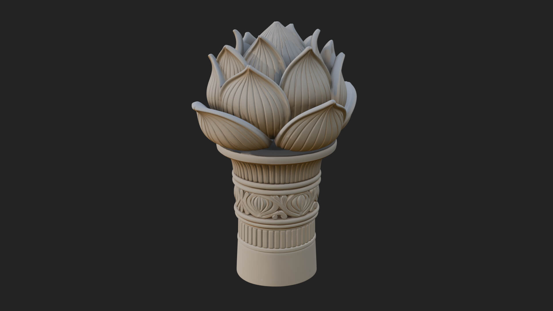 Lotus Column Capital Design 14 3D Print Model 3D Model