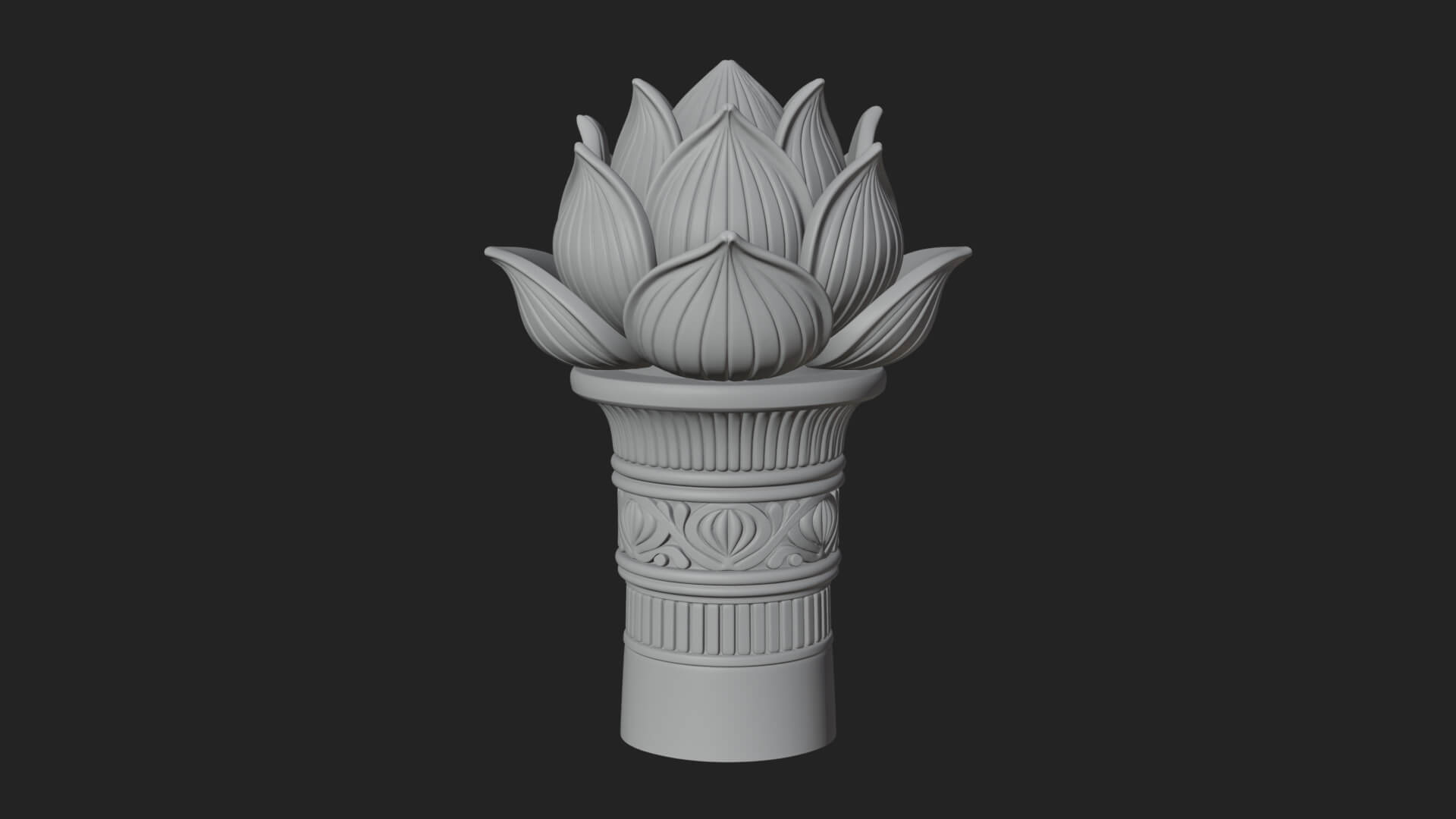 Lotus Column Capital Design 14 3D Print Model 3D Model