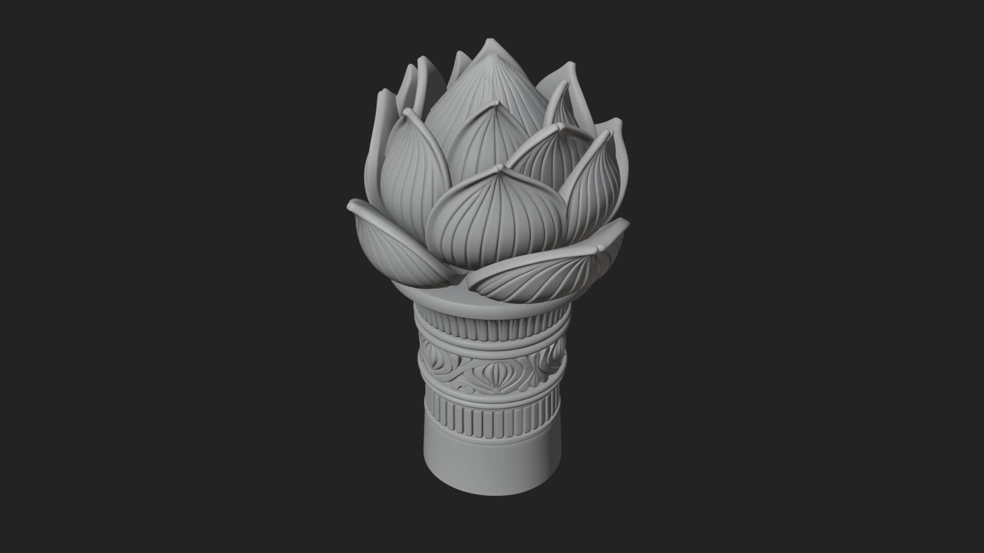 Lotus Column Capital Design 14 3D Print Model 3D Model